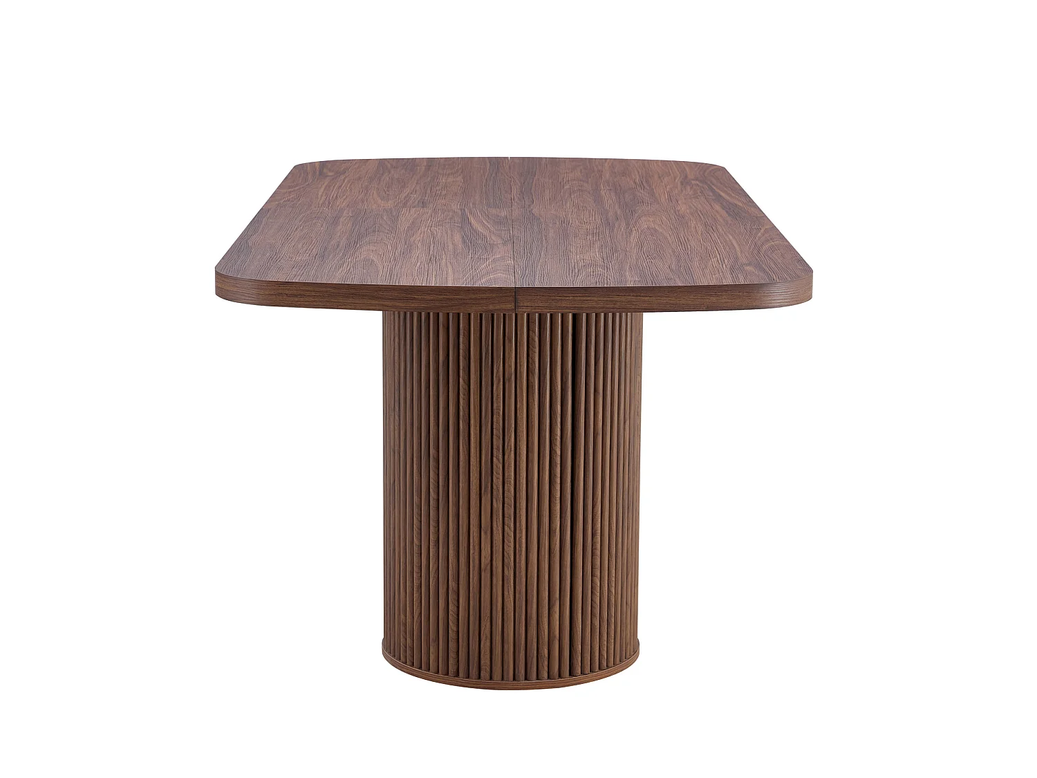 Table à manger ovale 180 x 90 cm marron pour 6 à 8 places - Pied central cannelé