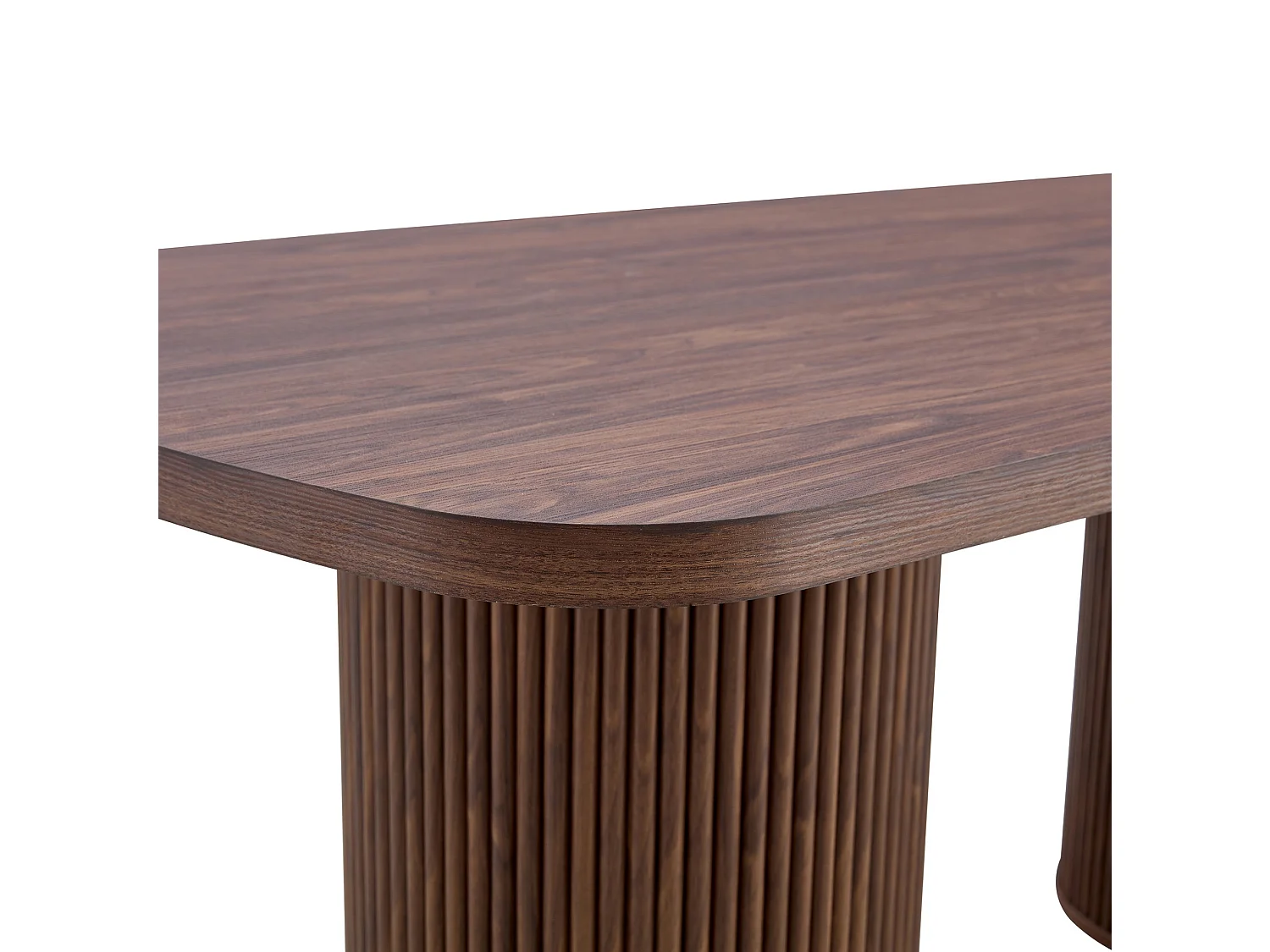 Table à manger ovale 180 x 90 cm marron pour 6 à 8 places - Pied central cannelé