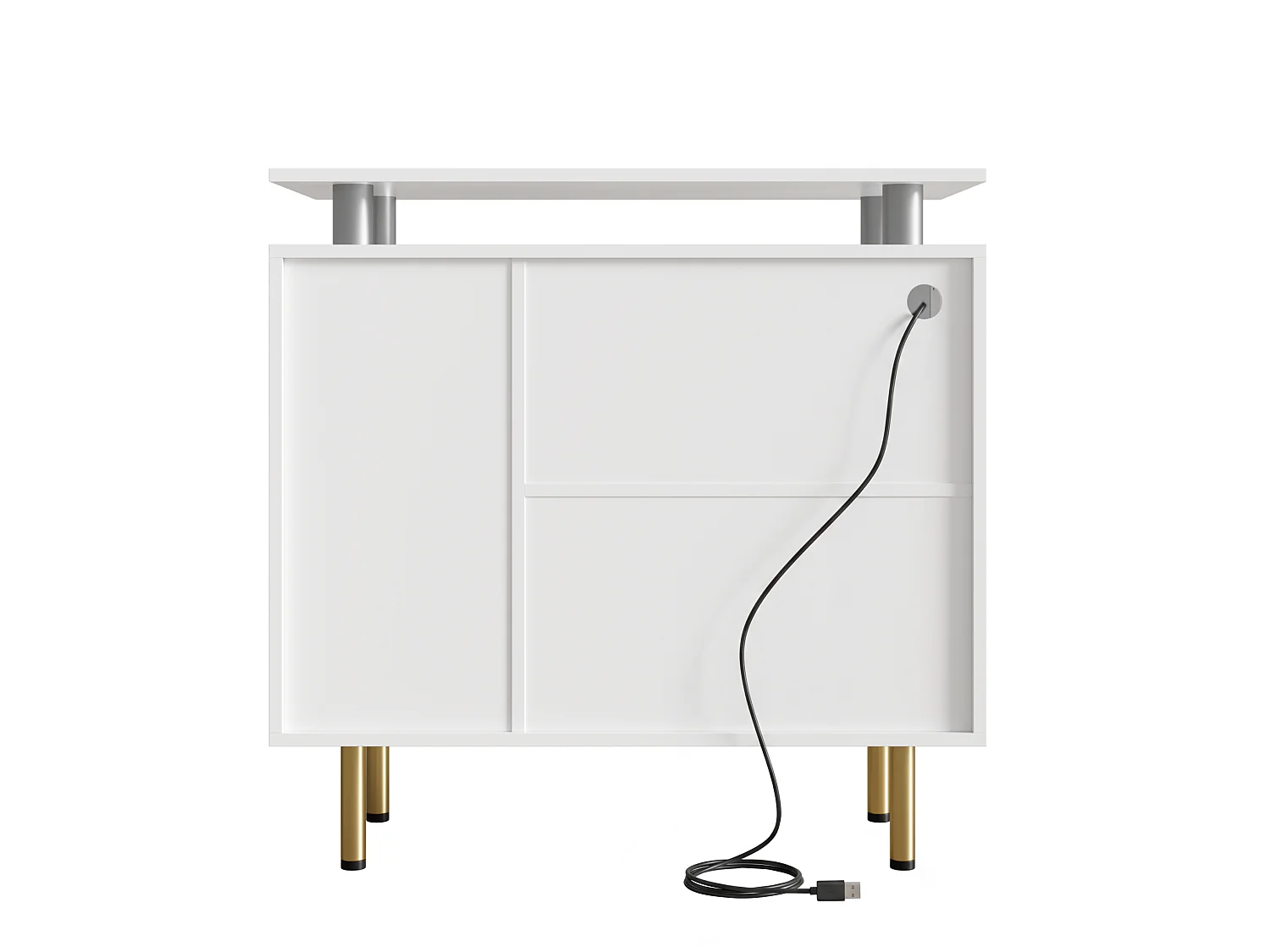 Buffet LED avec 2 portes coulissantes en verre et 2 tiroirs - Blanc 80 × 35 × 80 cm