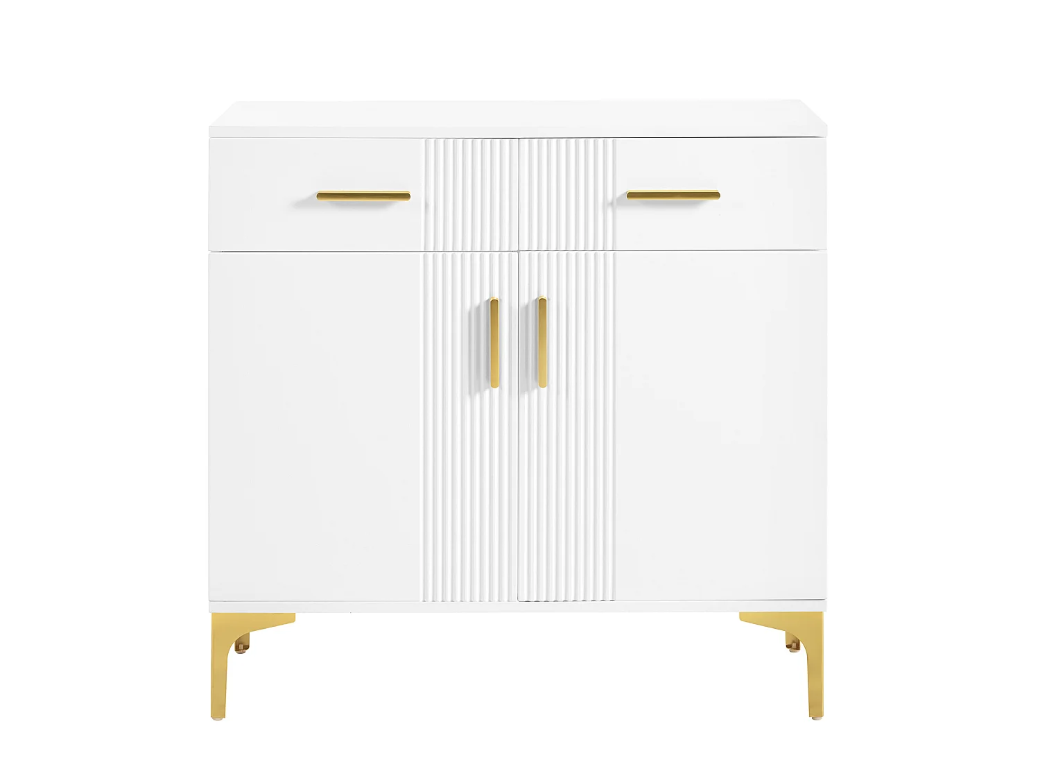 Buffet moderne à 2 portes et 2 tiroirs - Blanc 80 × 35 × 79,5 cm