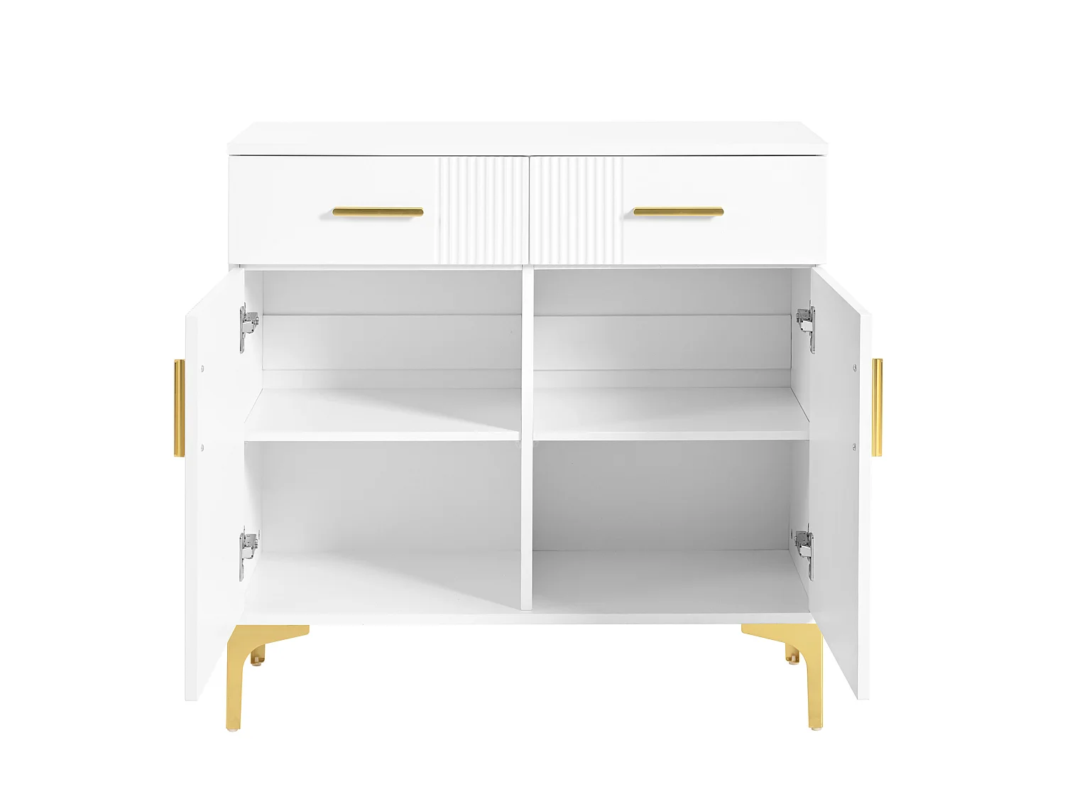 Buffet moderne à 2 portes et 2 tiroirs - Blanc 80 × 35 × 79,5 cm