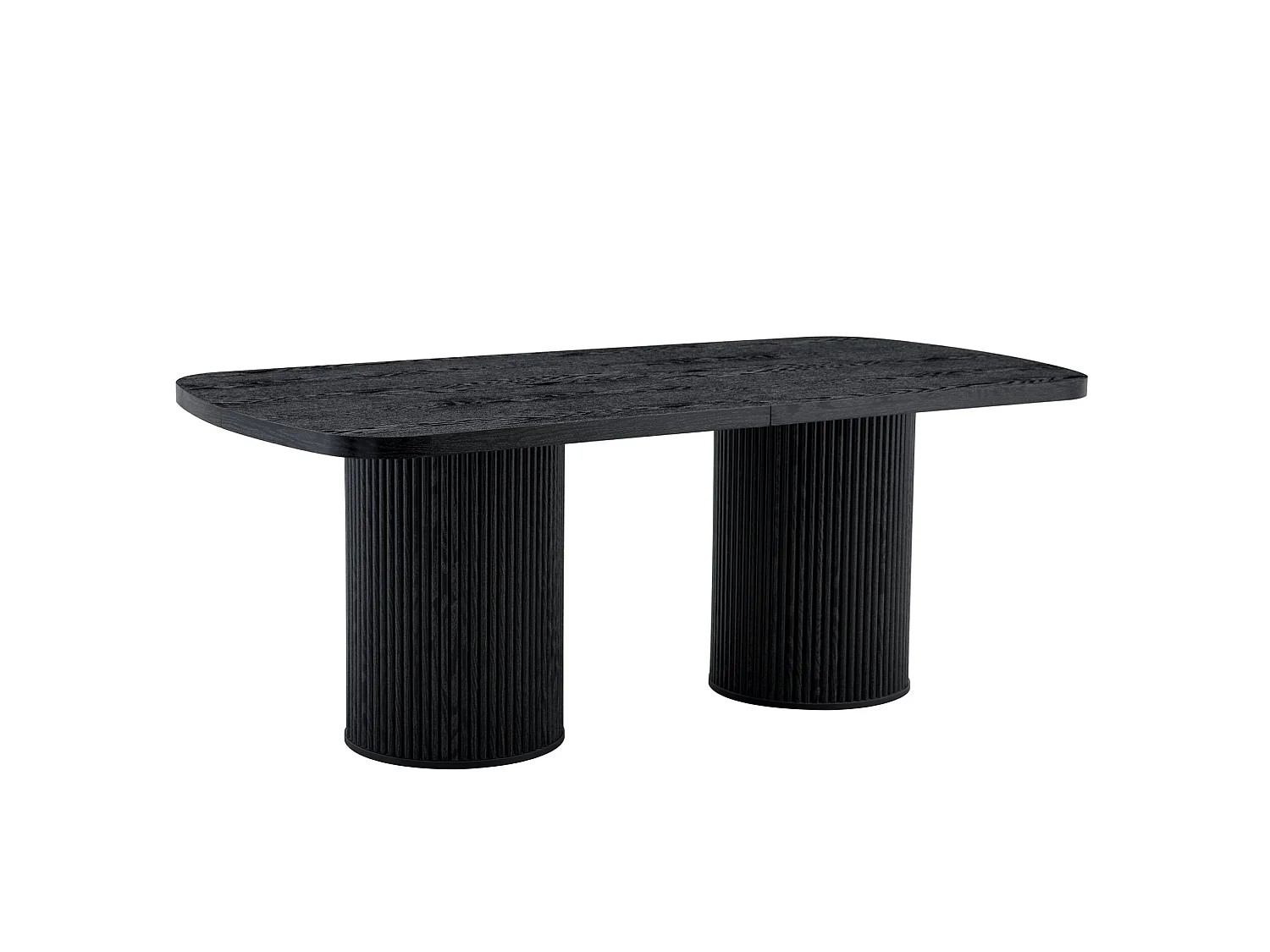 Table à manger ovale 180 x 90 cm noire pour 6 à 8 places - Pied central cannelé