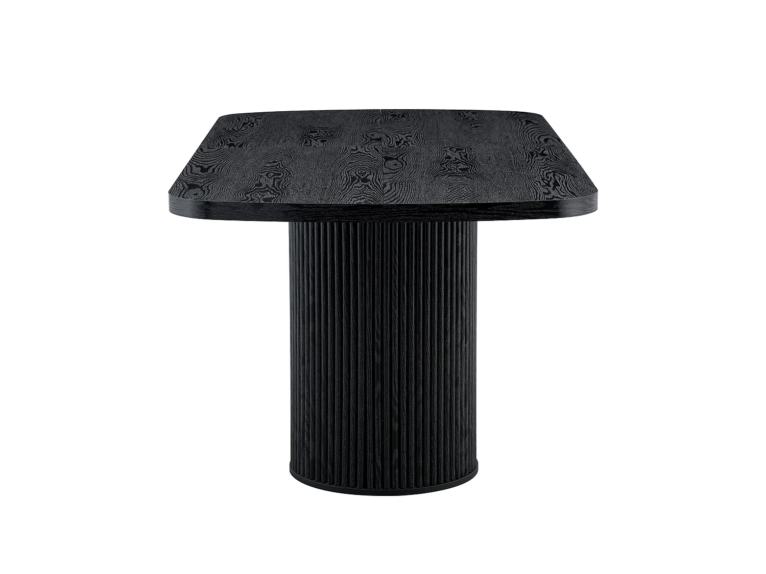 Table à manger ovale 180 x 90 cm noire pour 6 à 8 places - Pied central cannelé