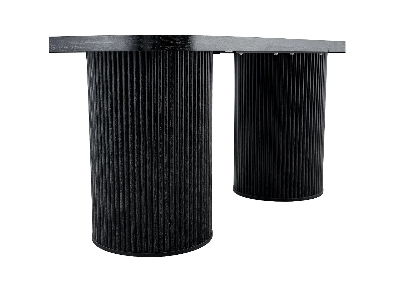Table à manger ovale 180 x 90 cm noire pour 6 à 8 places - Pied central cannelé