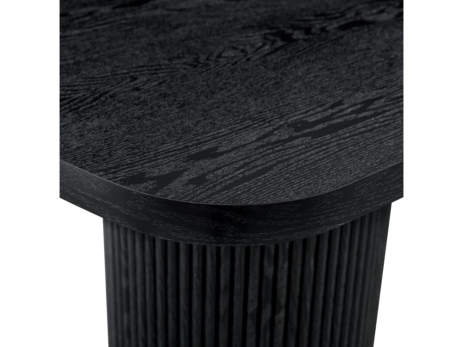 Table à manger ovale 180 x 90 cm noire pour 6 à 8 places - Pied central cannelé