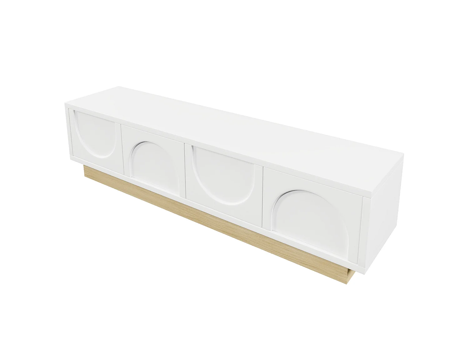 Meuble TV 175 x 40 x 41.5 cm blanc avec 4 portes - Ouverture push-to-open