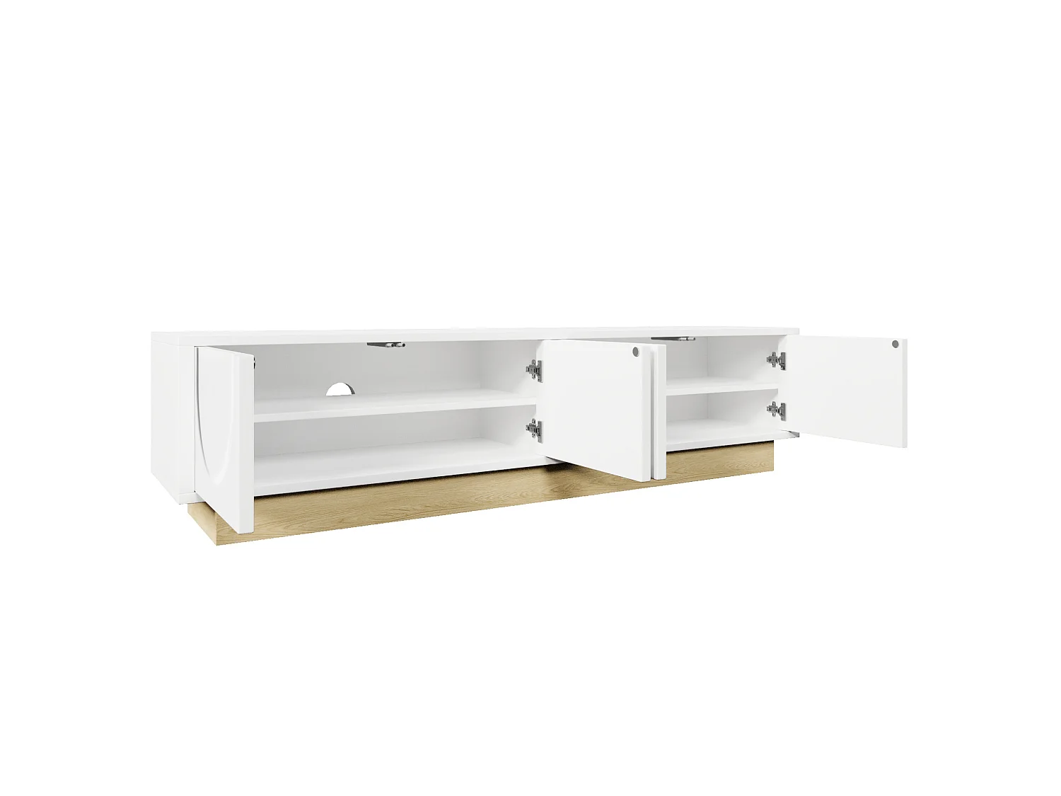 Meuble TV 175 x 40 x 41.5 cm blanc avec 4 portes - Ouverture push-to-open