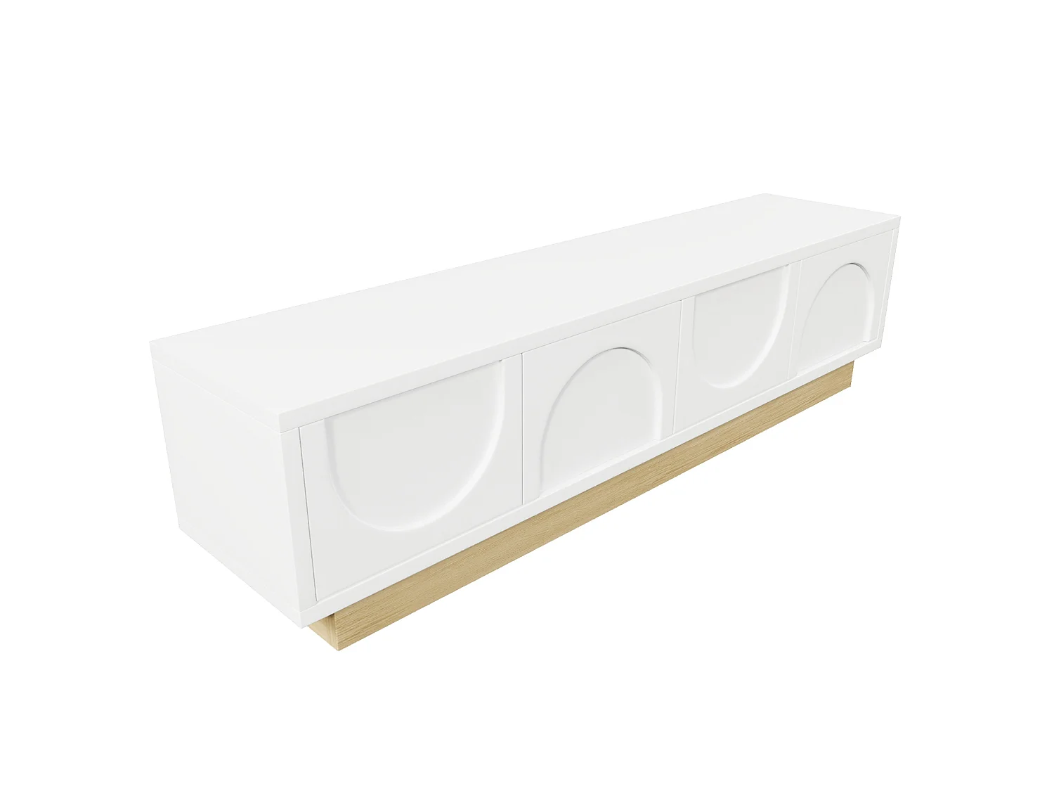 Meuble TV 175 x 40 x 41.5 cm blanc avec 4 portes - Ouverture push-to-open