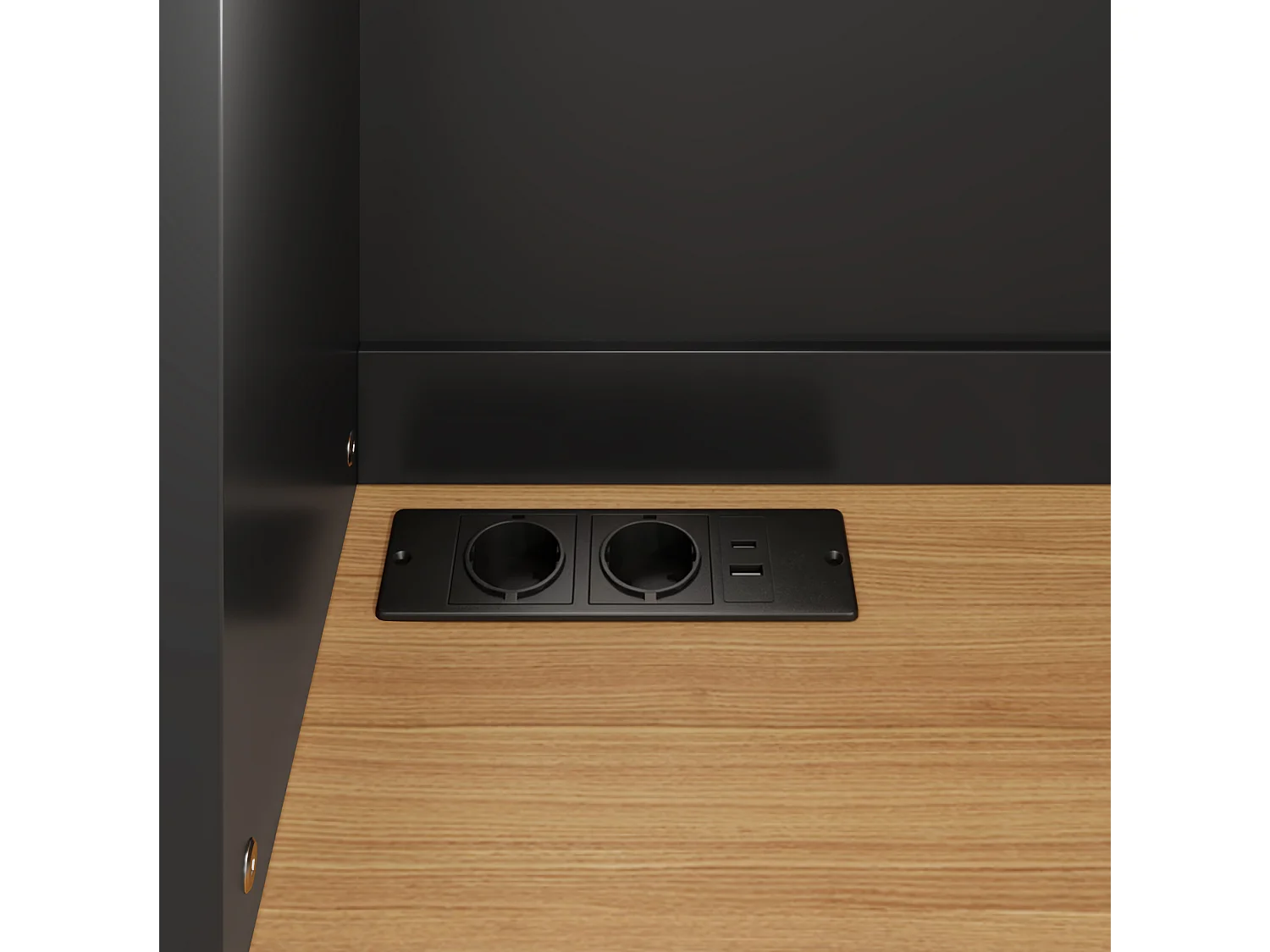 Keukenkast 120 × 40 × 180 cm met opbergruimte, stopcontact en ledverlichting - Zwart