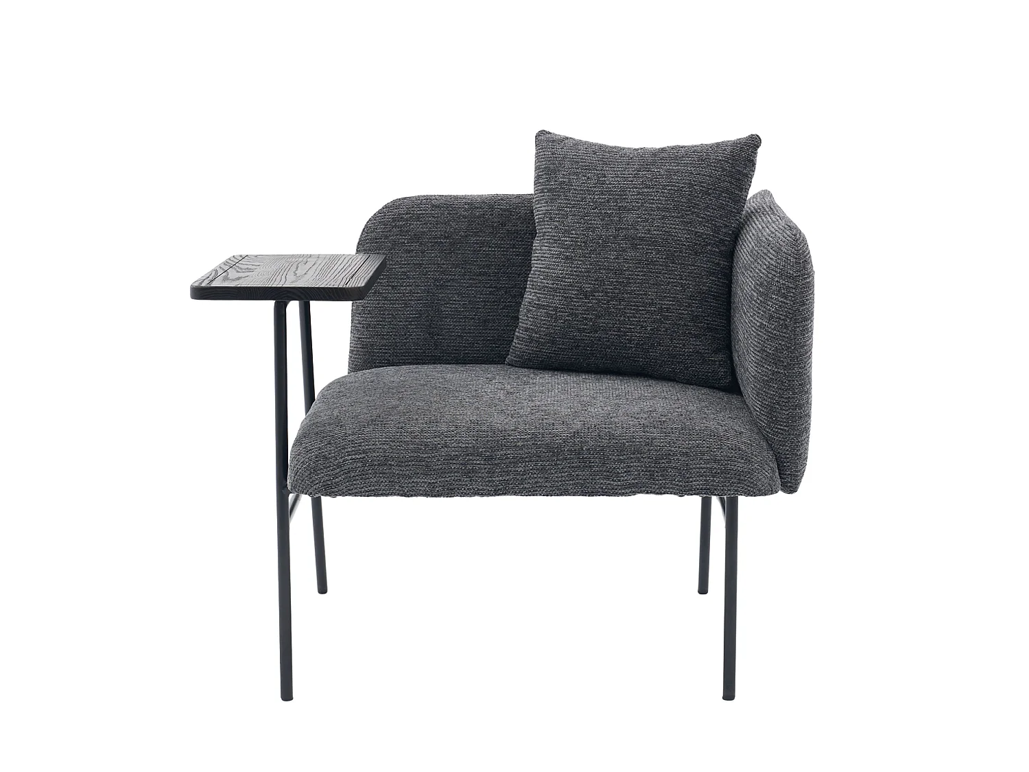 Fauteuil en chenille avec table d'appoint et 2 poches de rangement - Gris foncé