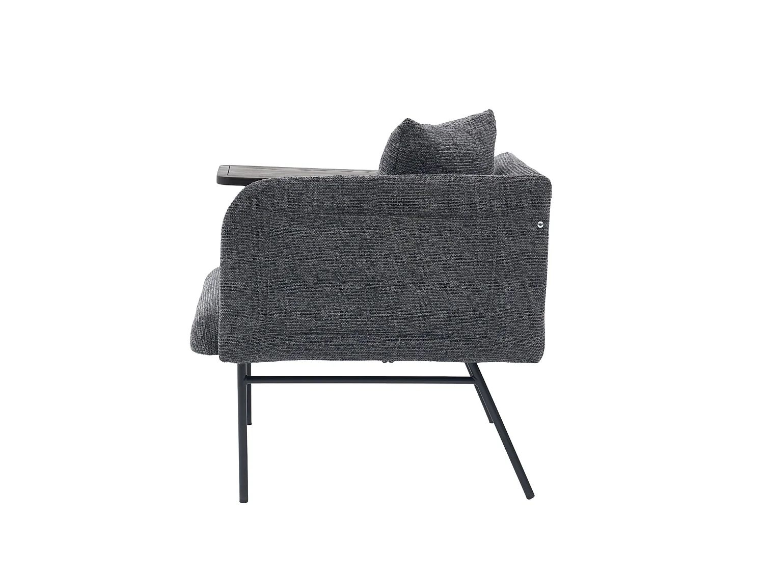 Fauteuil en chenille avec table d'appoint et 2 poches de rangement - Gris foncé