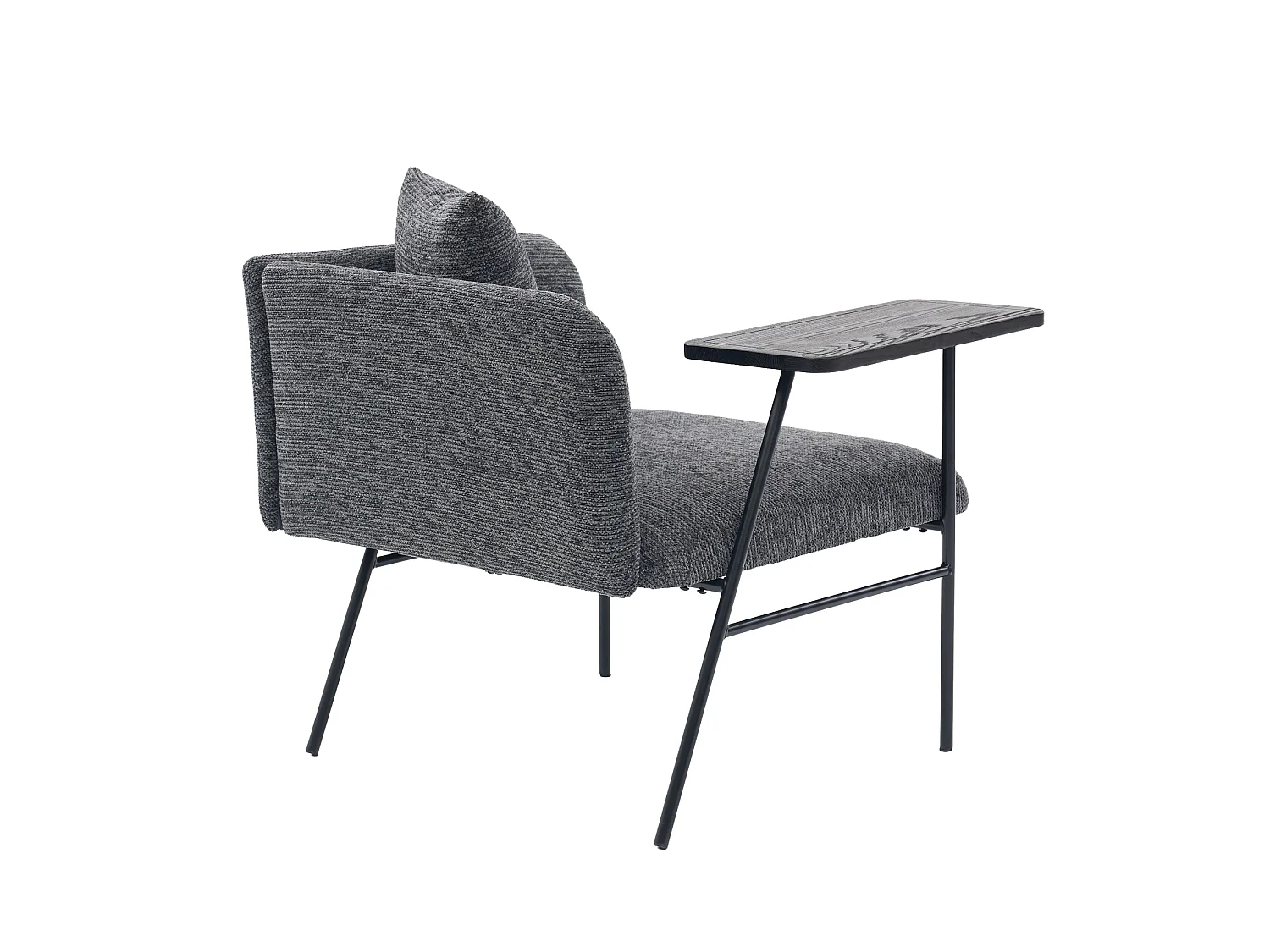 Fauteuil en chenille avec table d'appoint et 2 poches de rangement - Gris foncé