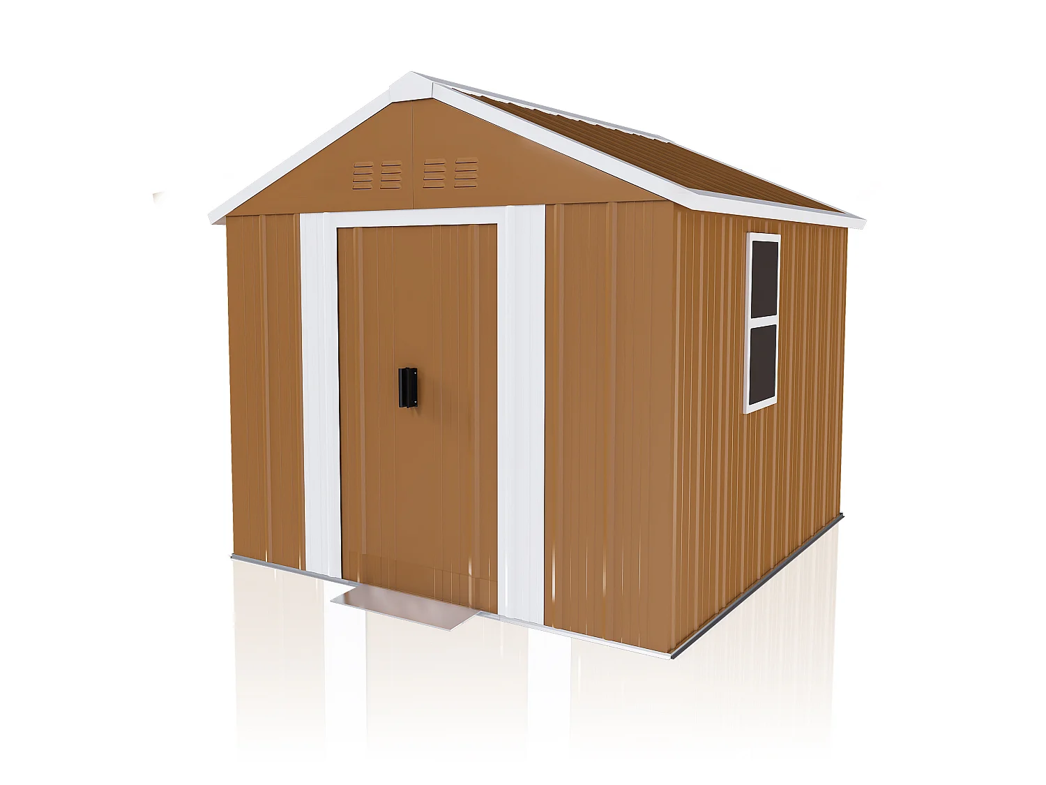 Abri de jardin en acier 184 x 116 cm – Avec porte verrouillable et ventilation, sans plancher – Marron