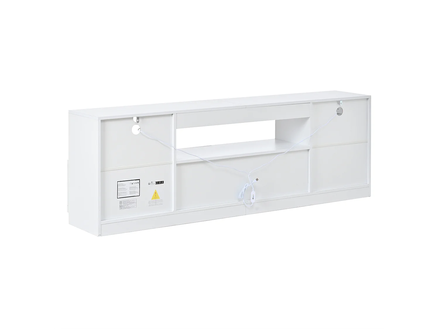 Meuble TV finition brillant 180 x 35 x 60 cm avec 4 portes - Blanc