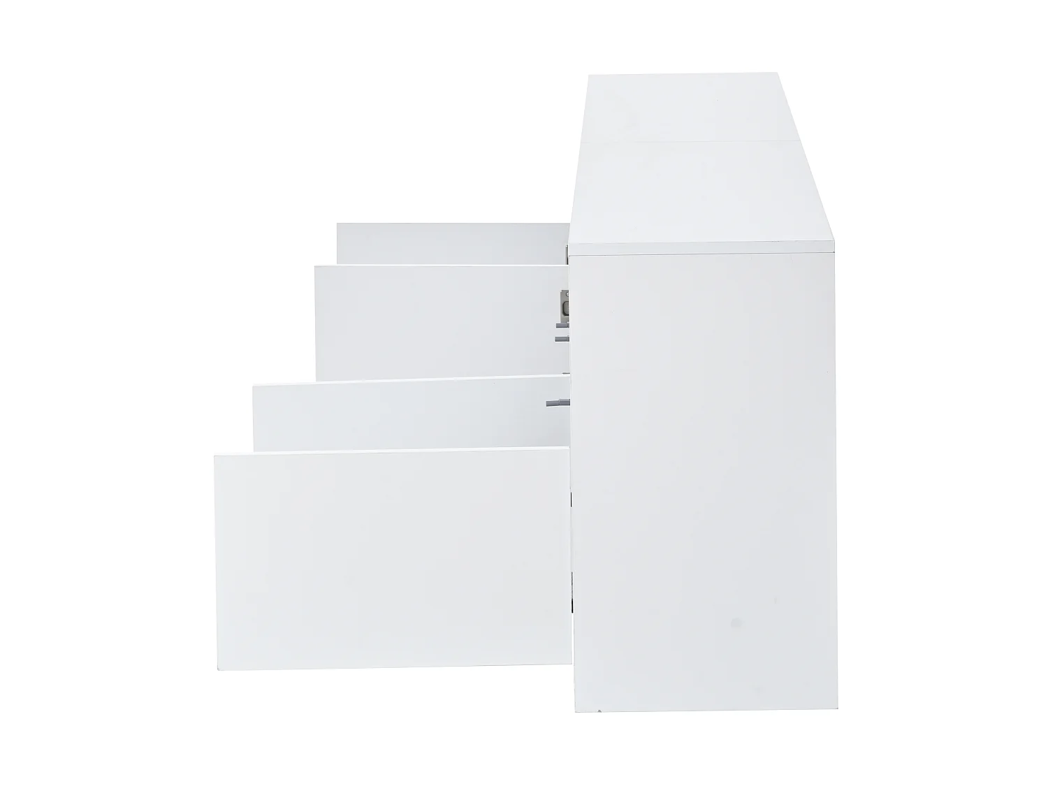 Meuble TV finition brillant 180 x 35 x 60 cm avec 4 portes - Blanc