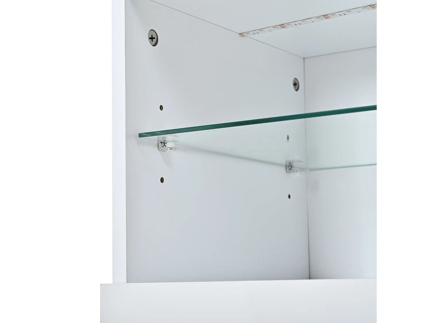 Meuble TV finition brillant 180 x 35 x 60 cm avec 4 portes - Blanc