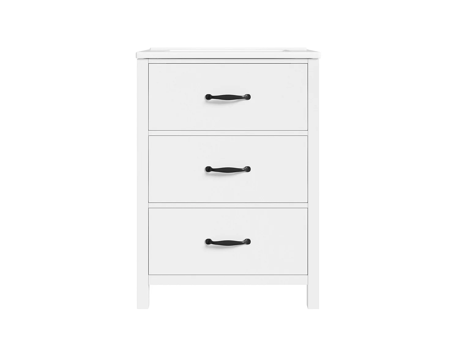 Vrijstaand badkamermeubel met inbouwwastafel en 3 lades – Wit 61 x 47 x 83 cm