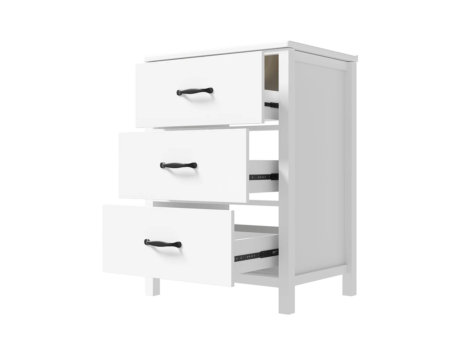 Vrijstaand badkamermeubel met inbouwwastafel en 3 lades – Wit 61 x 47 x 83 cm