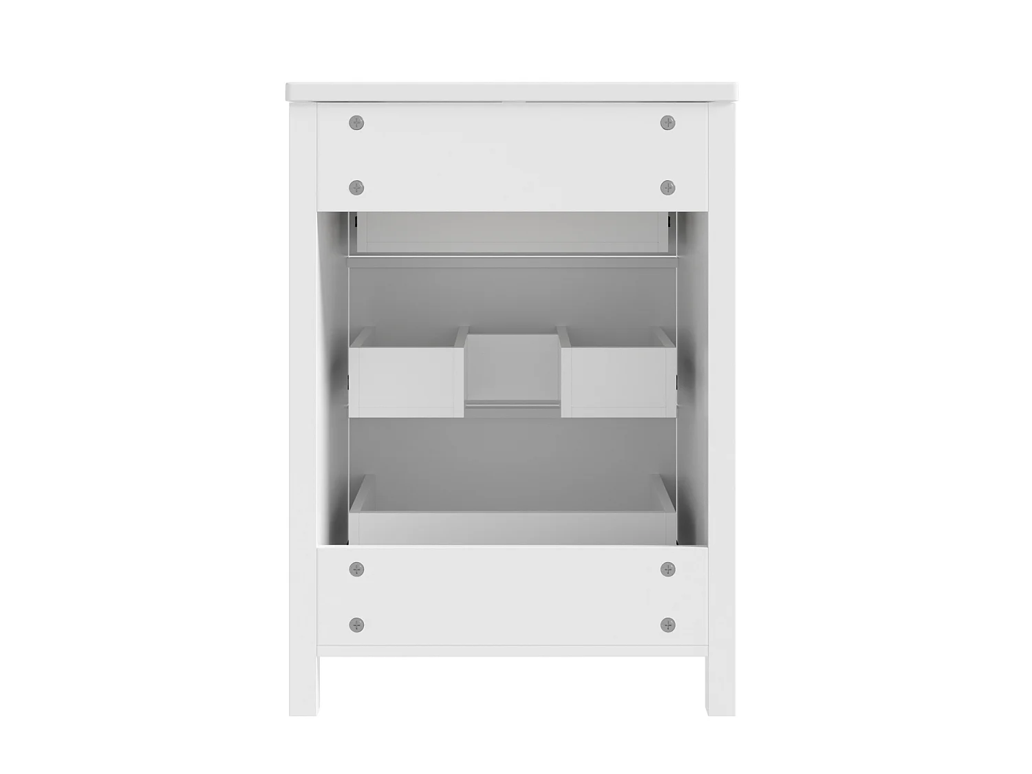 Vrijstaand badkamermeubel met inbouwwastafel en 3 lades – Wit 61 x 47 x 83 cm