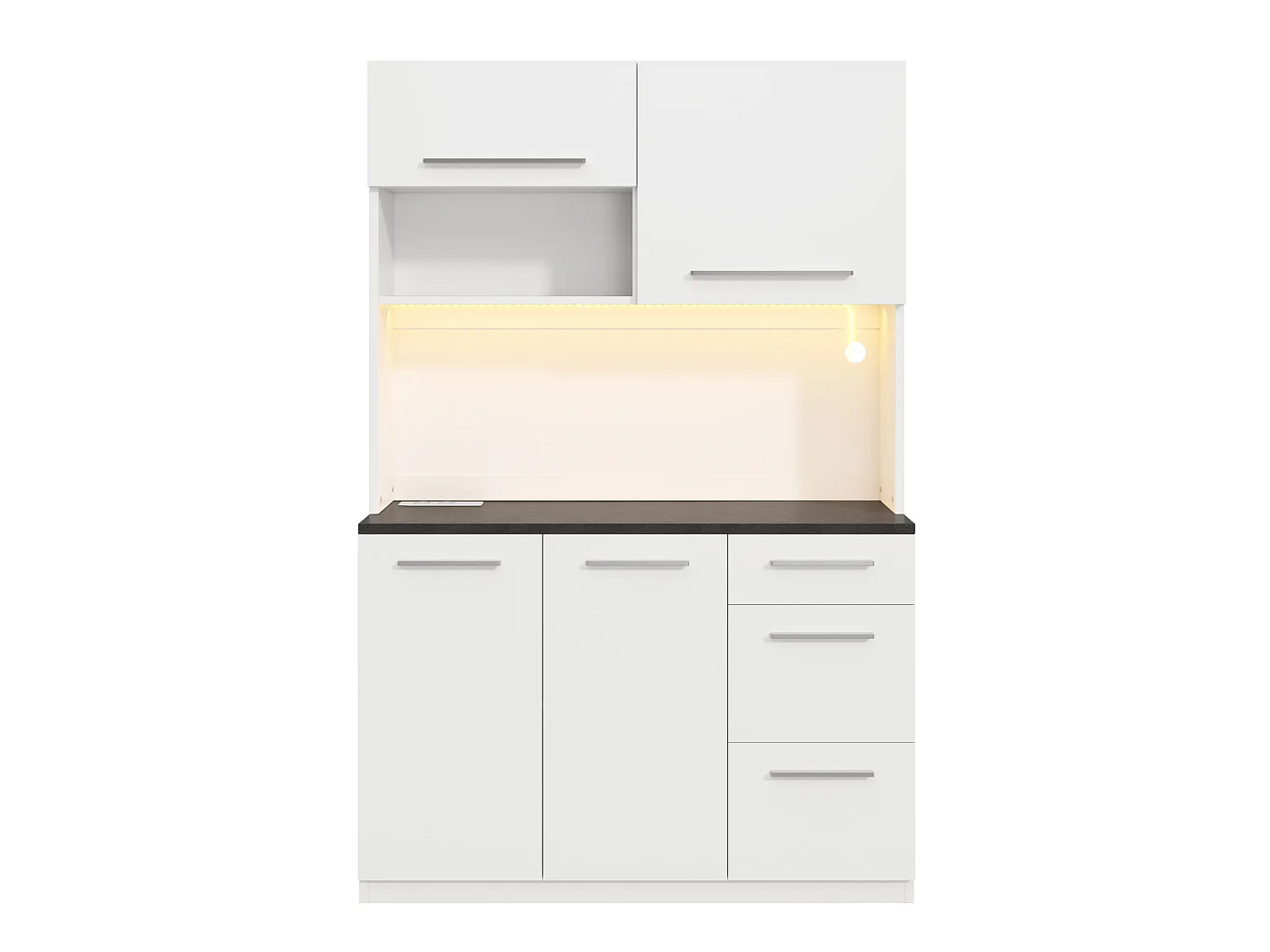 Keukenkast 120 × 40 × 180 cm met opbergruimte, stopcontact en ledverlichting - Wit