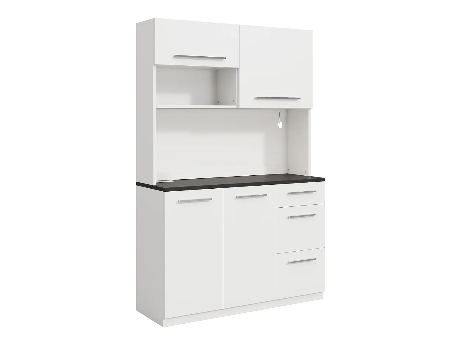 Keukenkast 120 × 40 × 180 cm met opbergruimte, stopcontact en ledverlichting - Wit