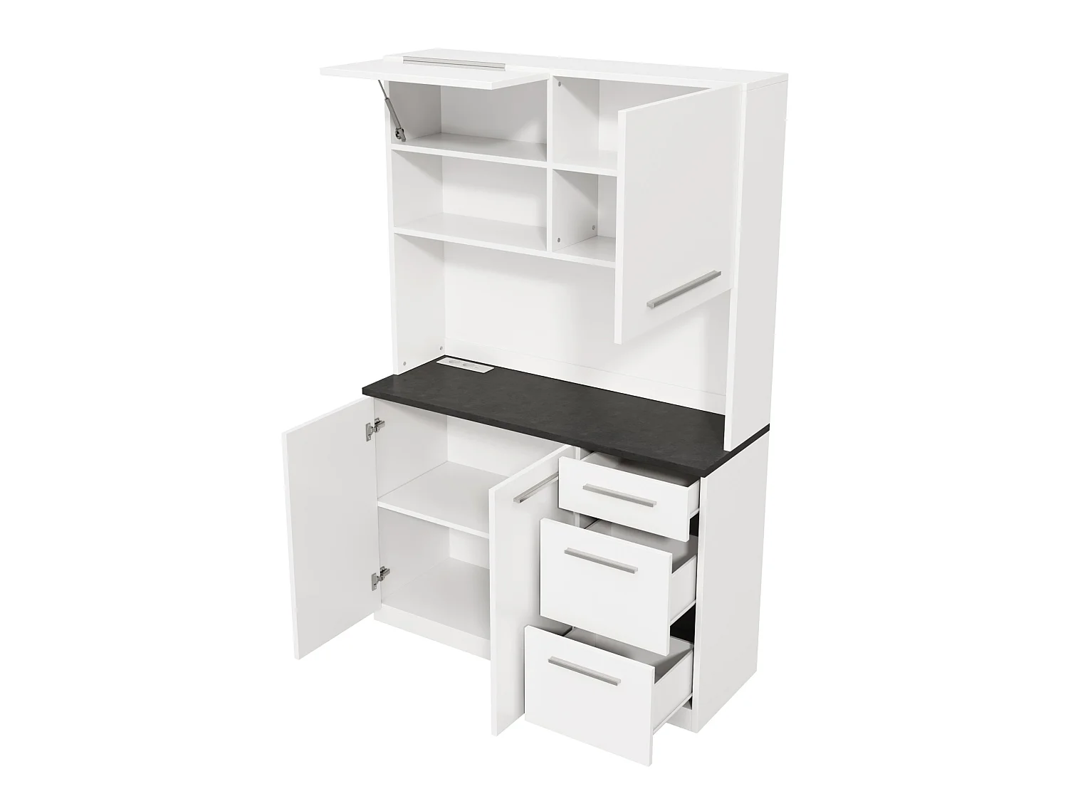 Keukenkast 120 × 40 × 180 cm met opbergruimte, stopcontact en ledverlichting - Wit