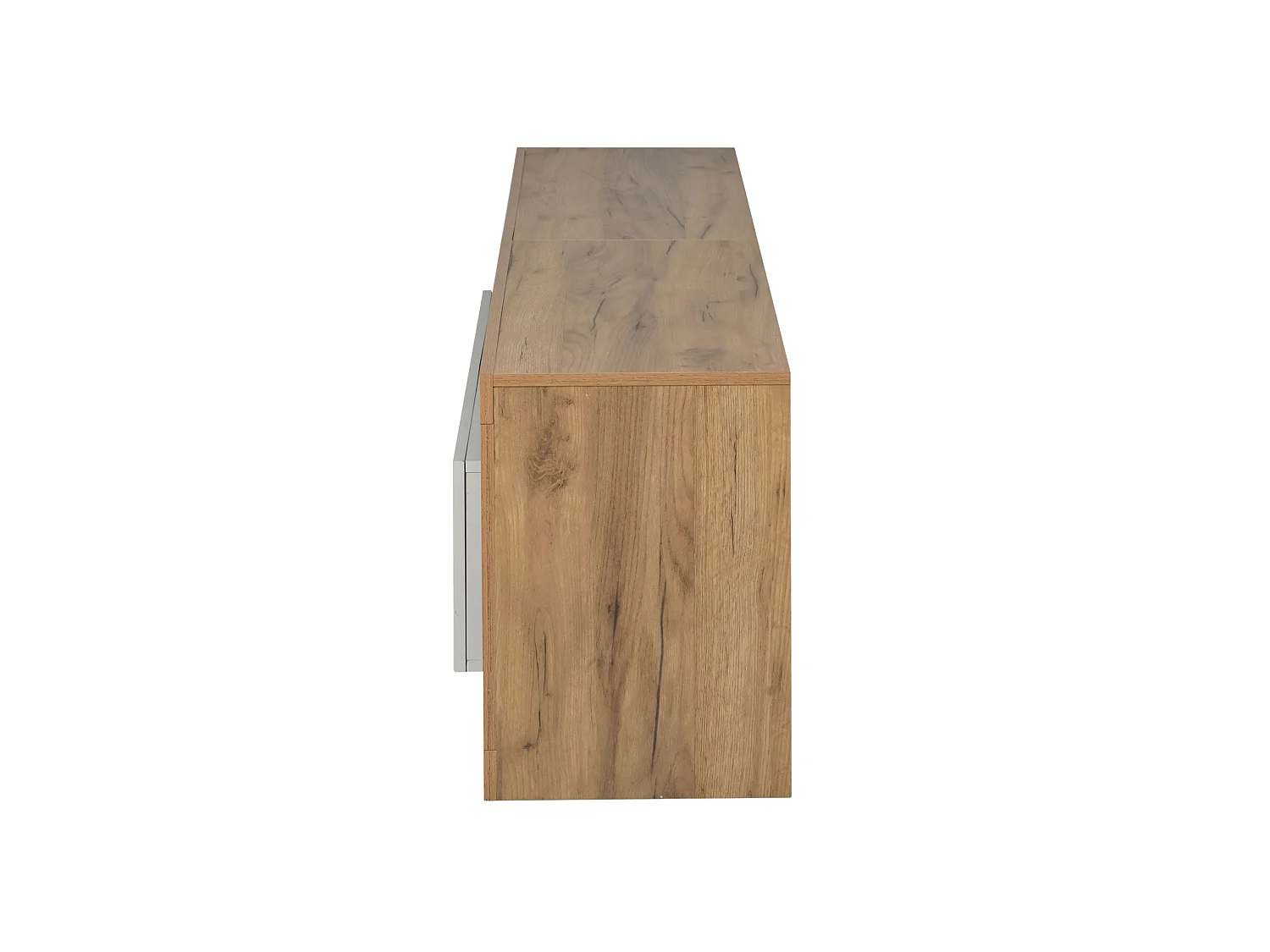 TV-bänk 180 x 35,5 x 50 cm med LED, 2 dörrar och 4 fack – Spånskiva – Naturträ och vit