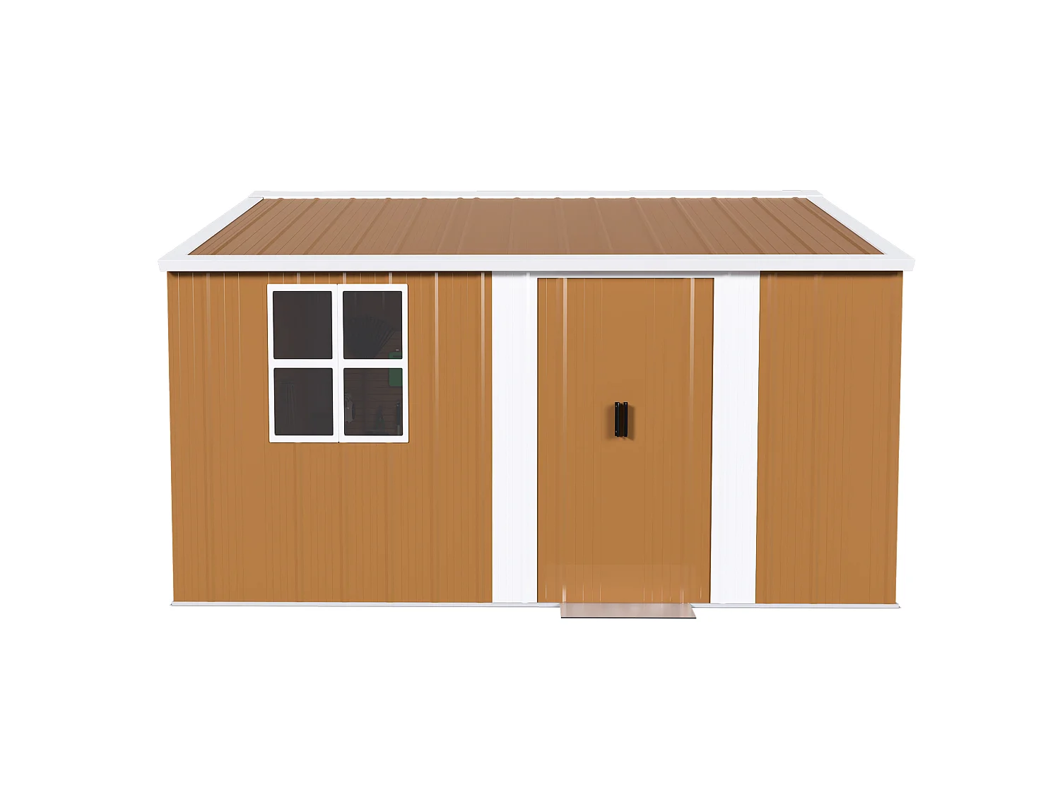 Abri de jardin en acier 10,7 m² avec 2 porte et ventilation - Sans plancher – Marron