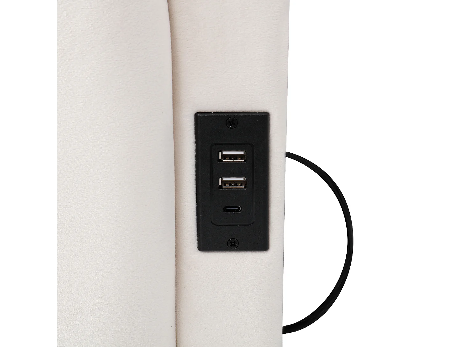 Lit coffre adulte 140x190 cm avec chargeur USB - Lit enfant en velours beige
