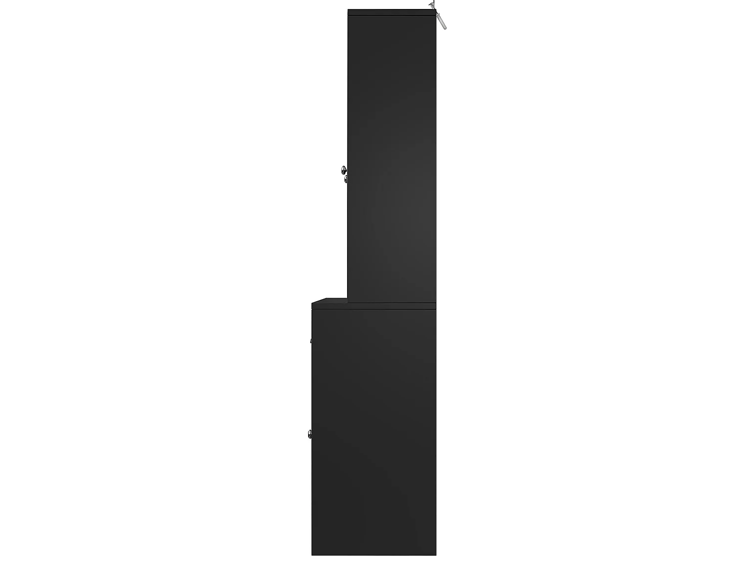 Buffet de cuisine 140 x 40 x 175 cm noir avec 3 tiroirs et 5 portes - MDF et acrylique