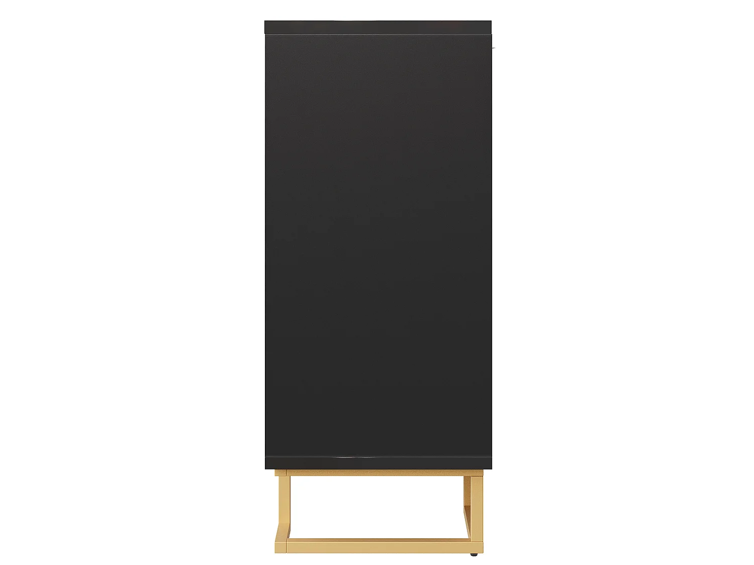 Skänk med 4 dörrar och guldfärgade metallben - Svart 152 x 40 x 75 cm