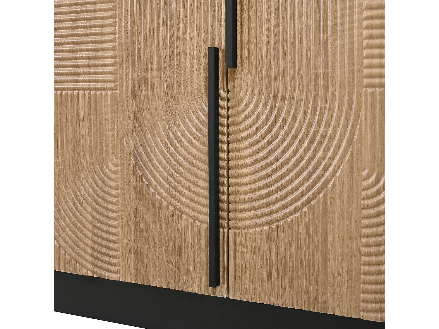 Buffet avec 4 portes - Poignées en métal, structure en PB et MDF - Noir et bois