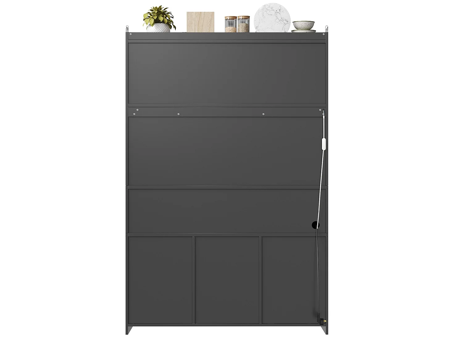 Buffet de cuisine 120x40x181,7 cm avec port USB, portes vitrées et LED, noir