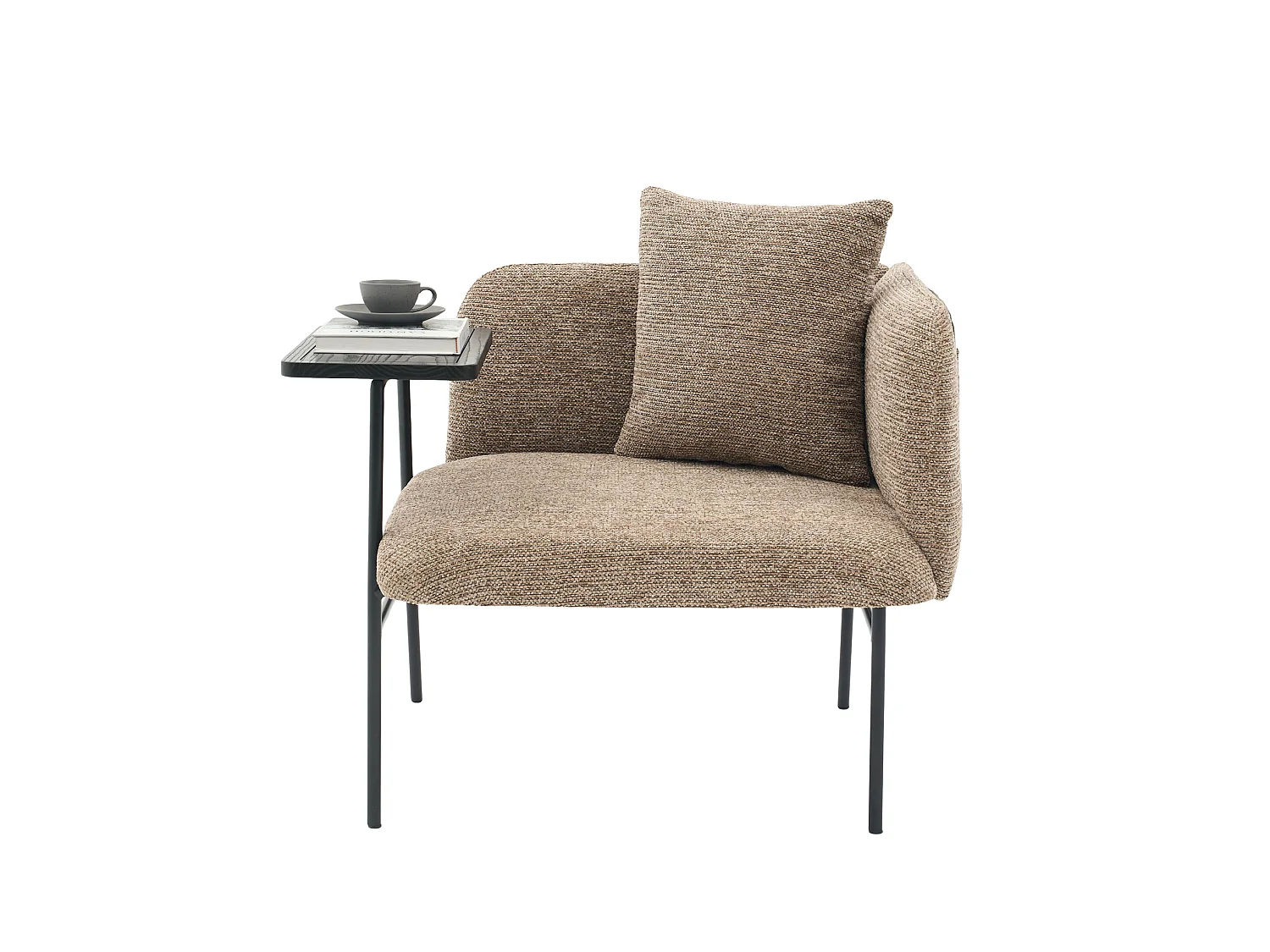 Fauteuil en chenille avec table d'appoint et 2 poches de rangement - Kaki