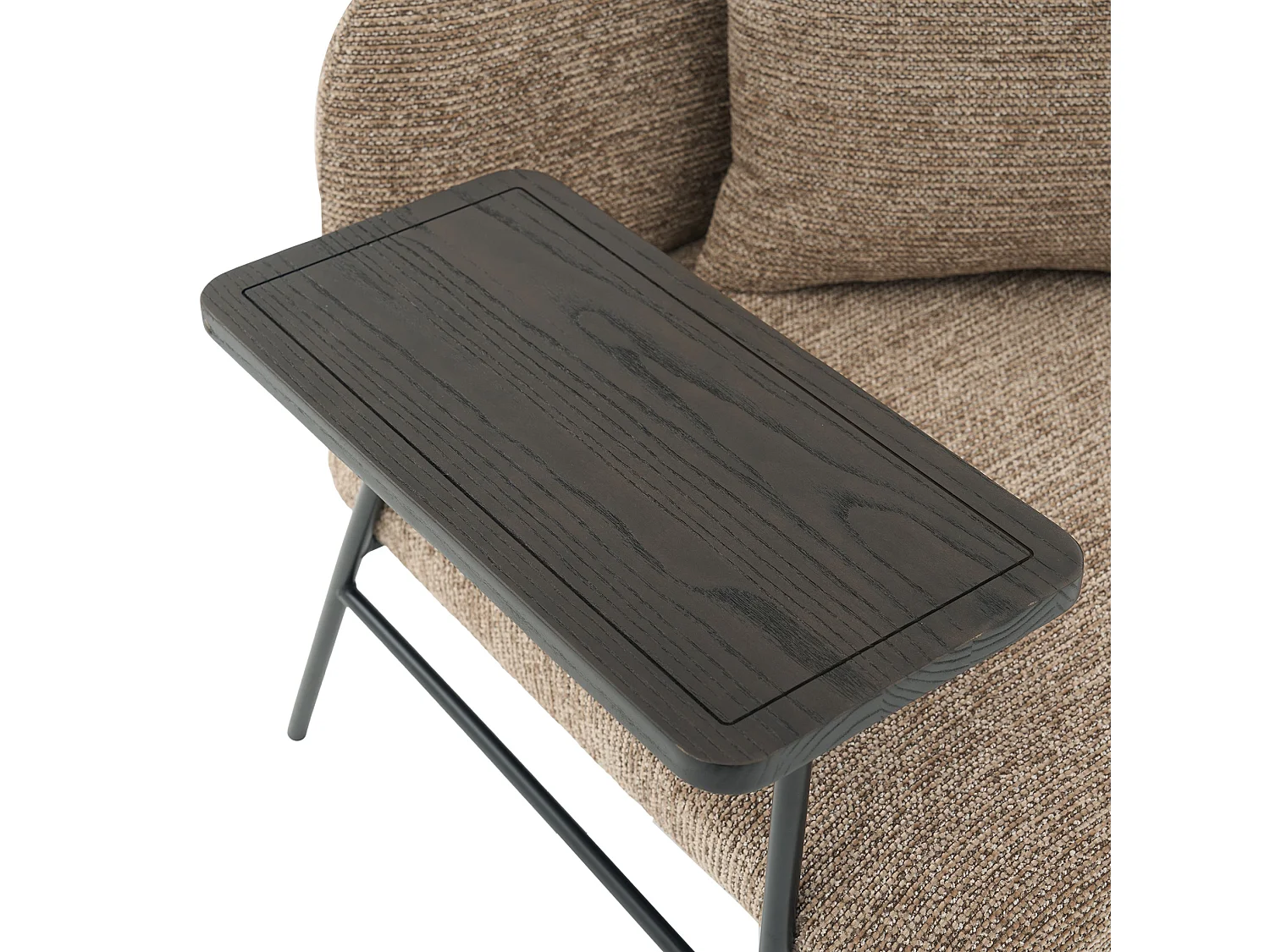 Fauteuil en chenille avec table d'appoint et 2 poches de rangement - Kaki