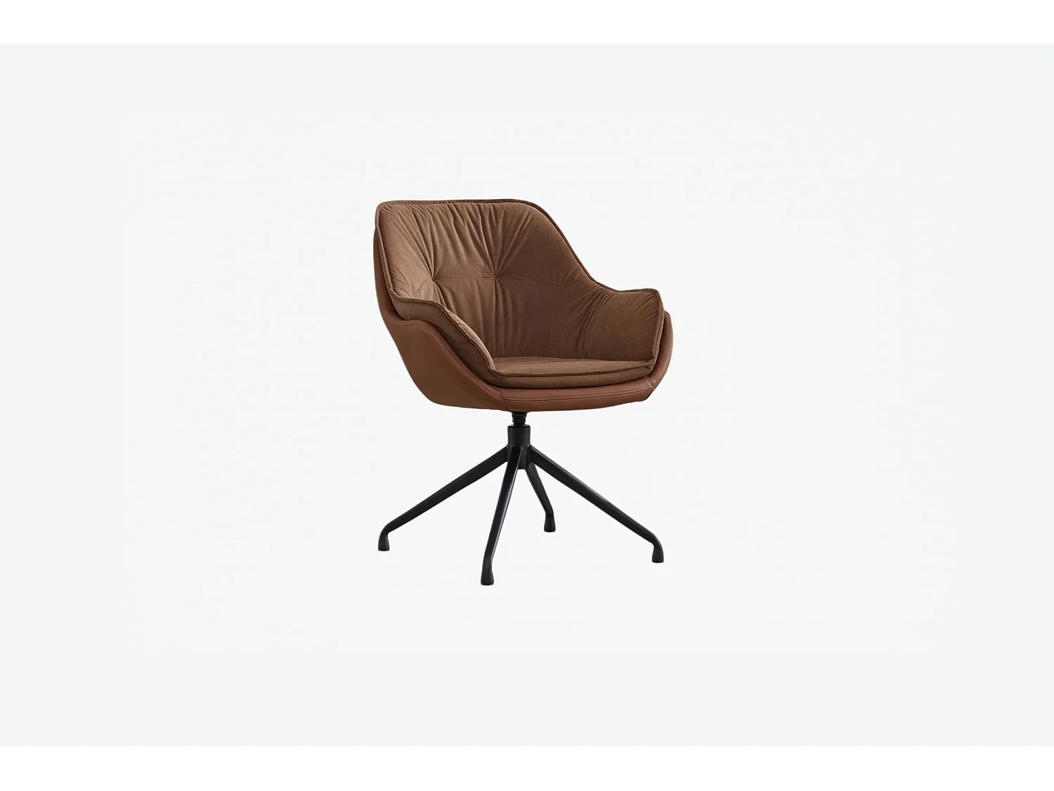 Chaise de bureau pivotant avec accoudoirs - Simili cuir et tissu - Marron