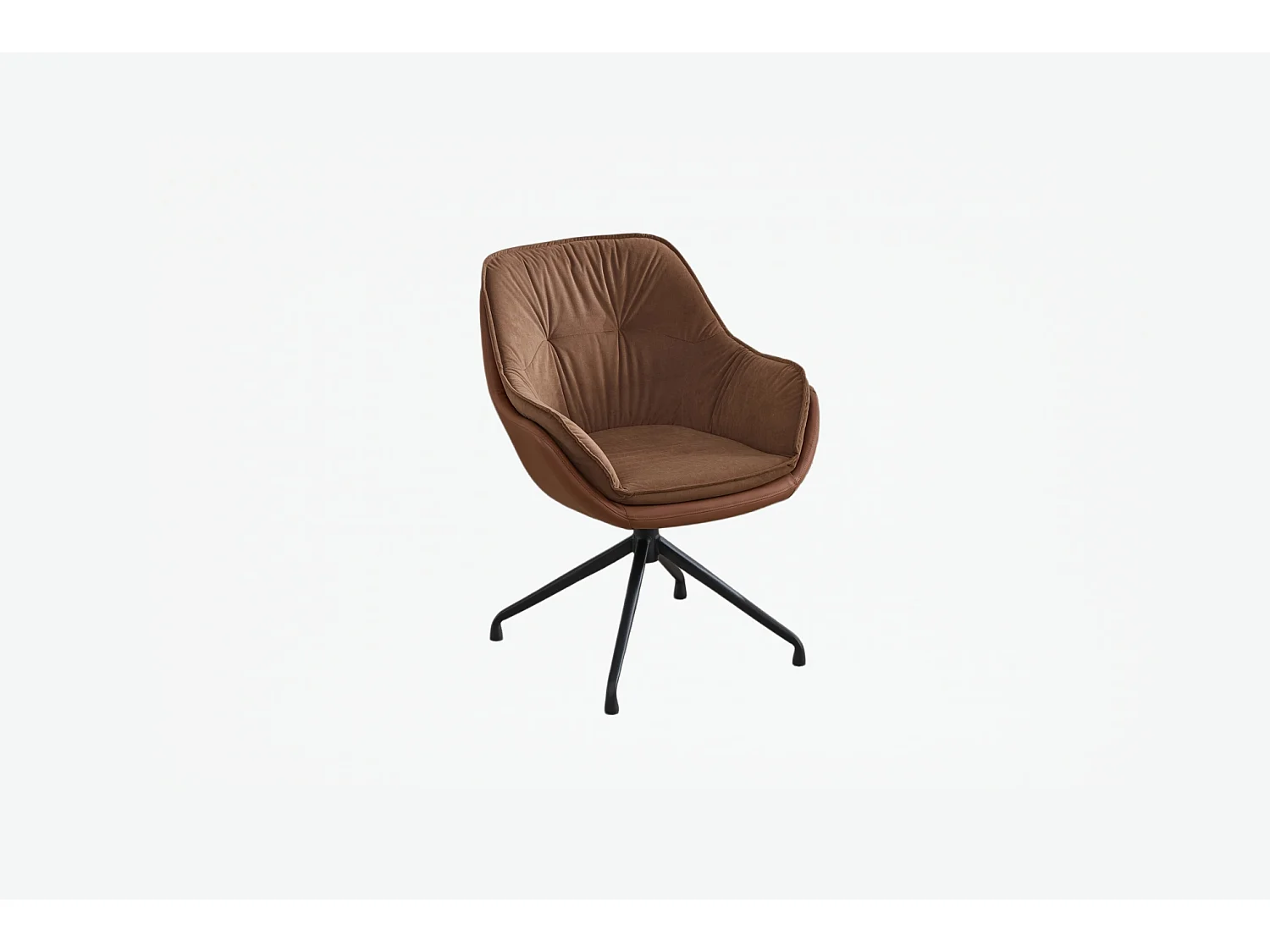 Chaise de bureau pivotant avec accoudoirs - Simili cuir et tissu - Marron