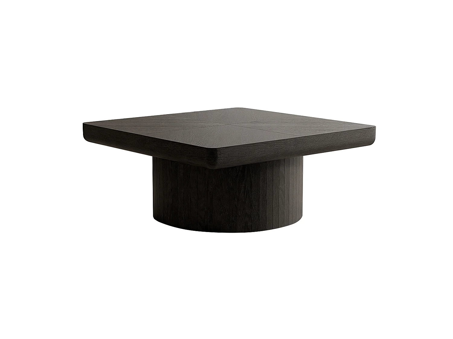 Table basse carrée 78x78x38 cm noir - Placage woodgrain