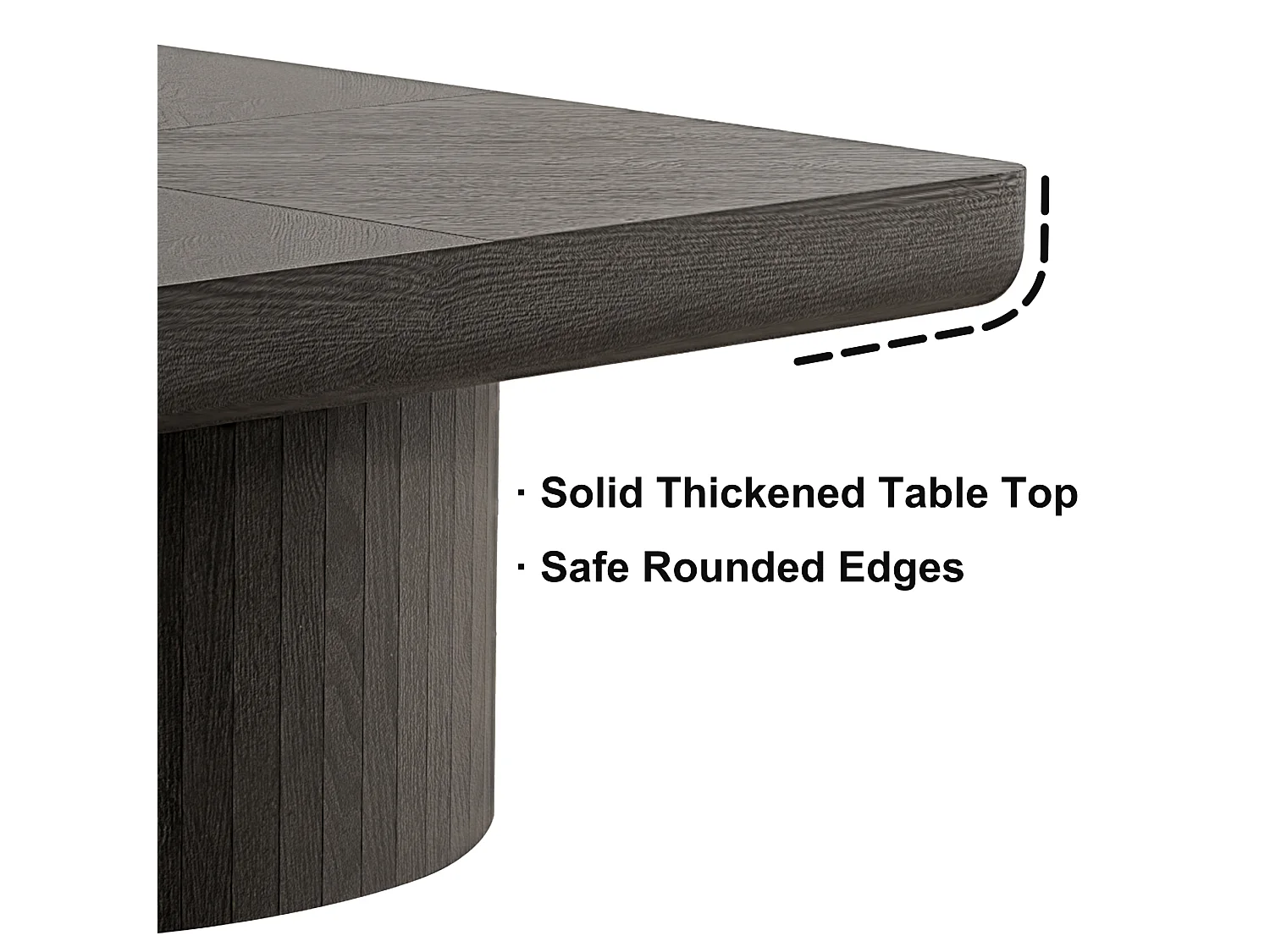 Table basse carrée 78x78x38 cm noir - Placage woodgrain