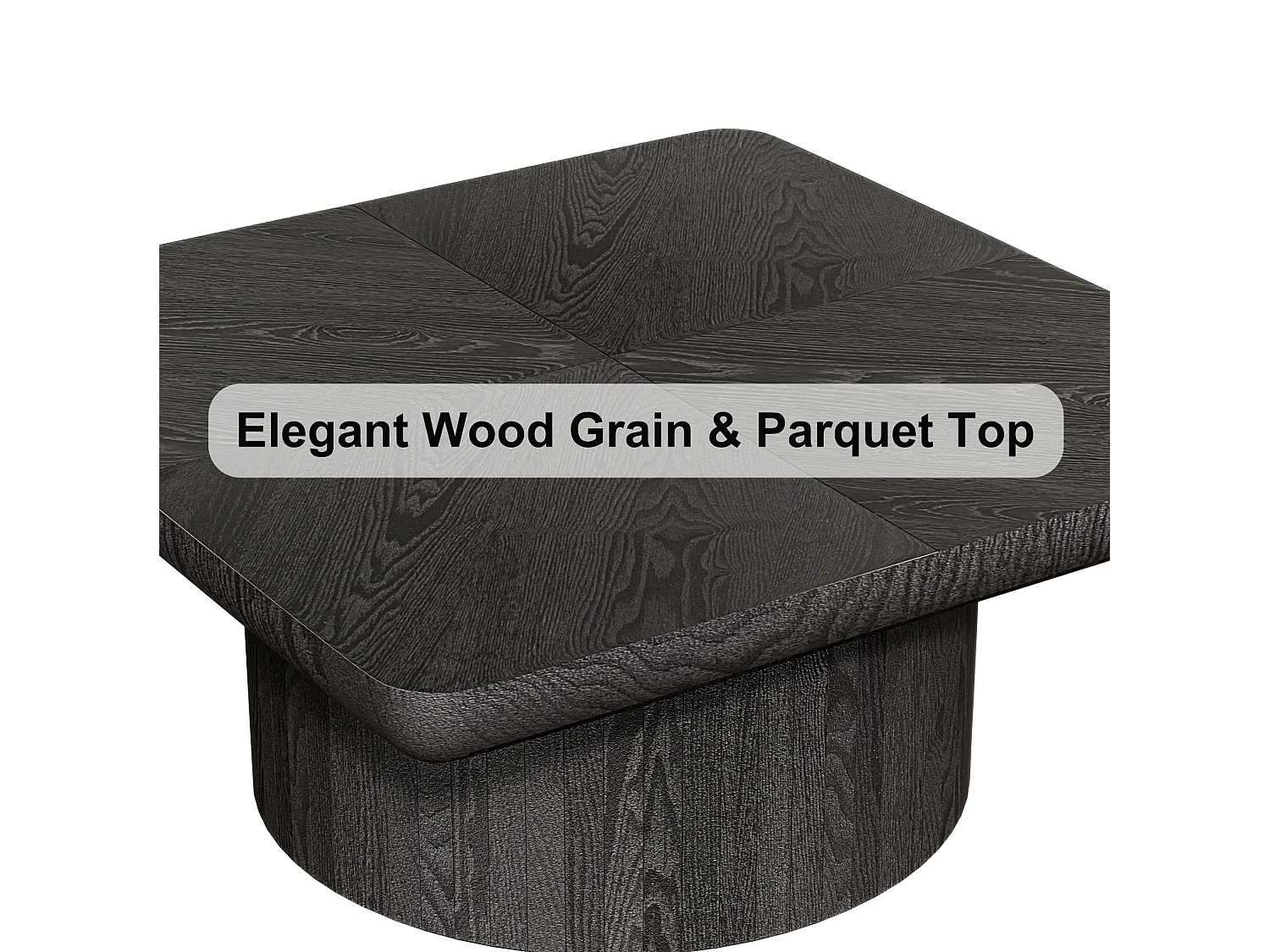 Table basse carrée 78x78x38 cm noir - Placage woodgrain