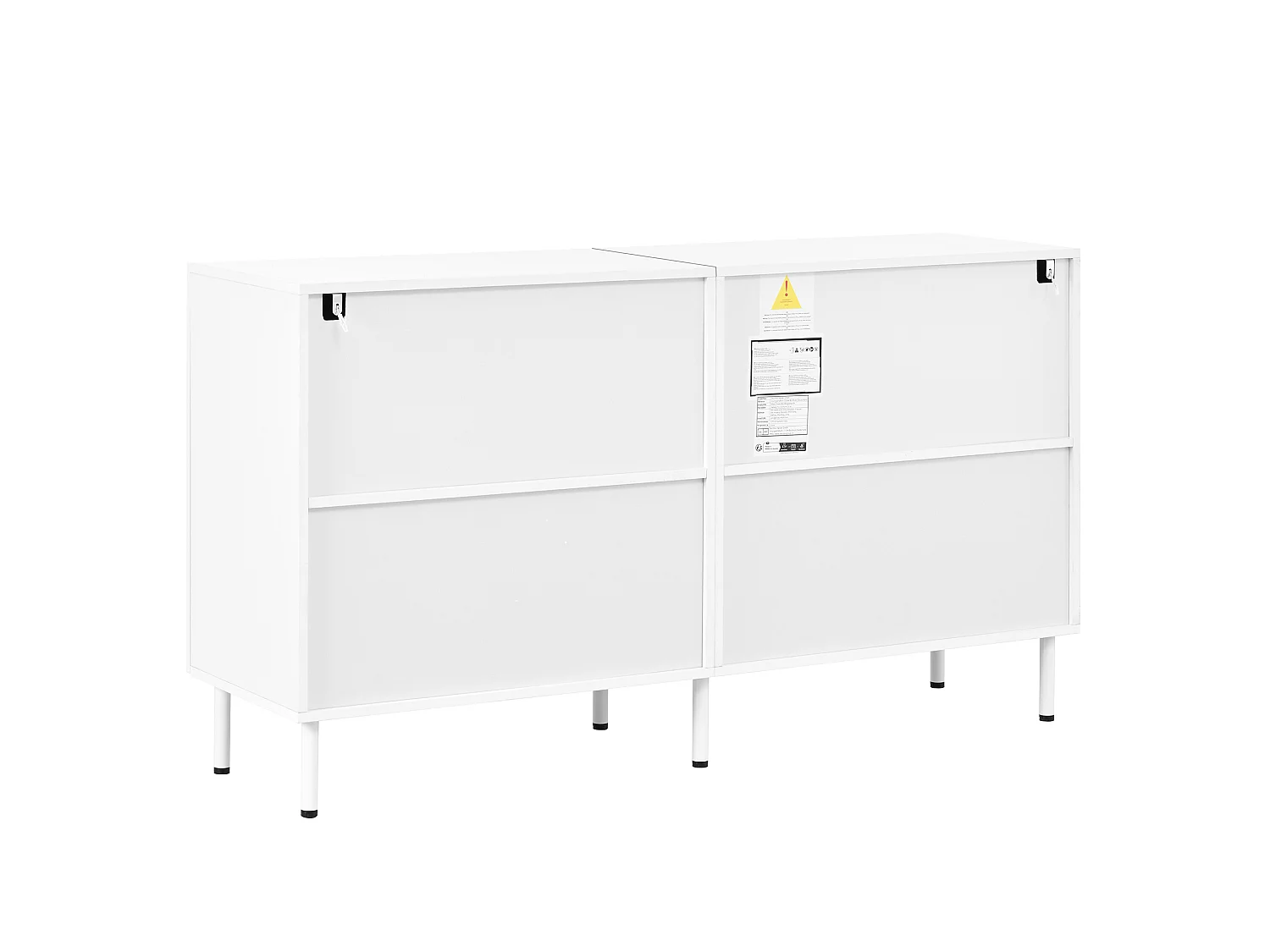 Buffet blanc avec 4 portes galbées - Bois en MDF et pieds en métal