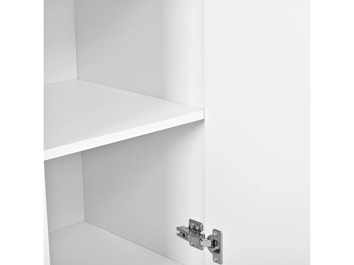 Buffet blanc avec 4 portes galbées - Bois en MDF et pieds en métal