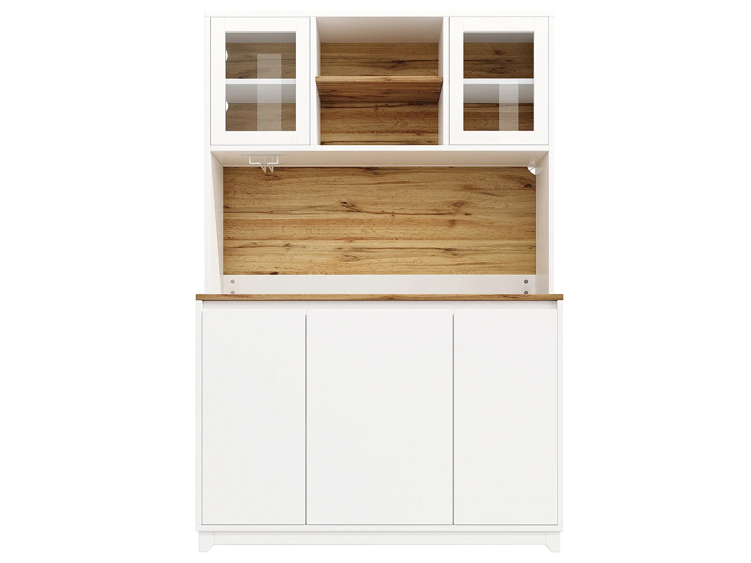Buffet de cuisine 120x40x180 cm avec portes en acrylique et éclairage LED - Blanc