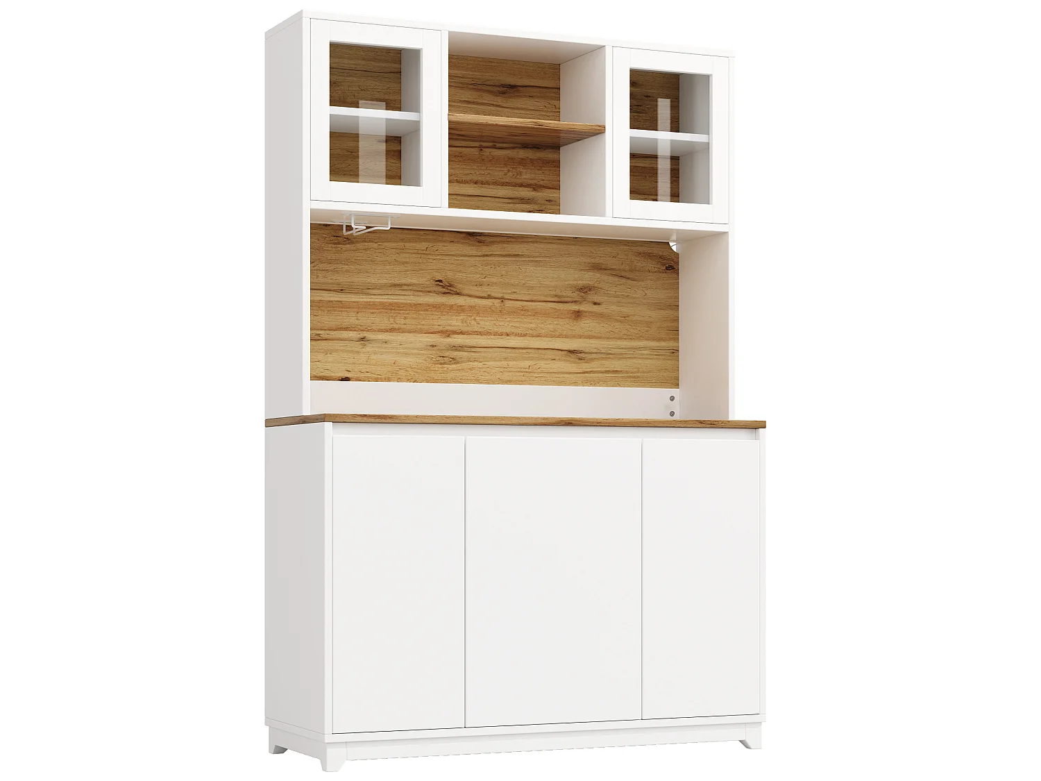 Buffet de cuisine 120x40x180 cm avec portes en acrylique et éclairage LED - Blanc