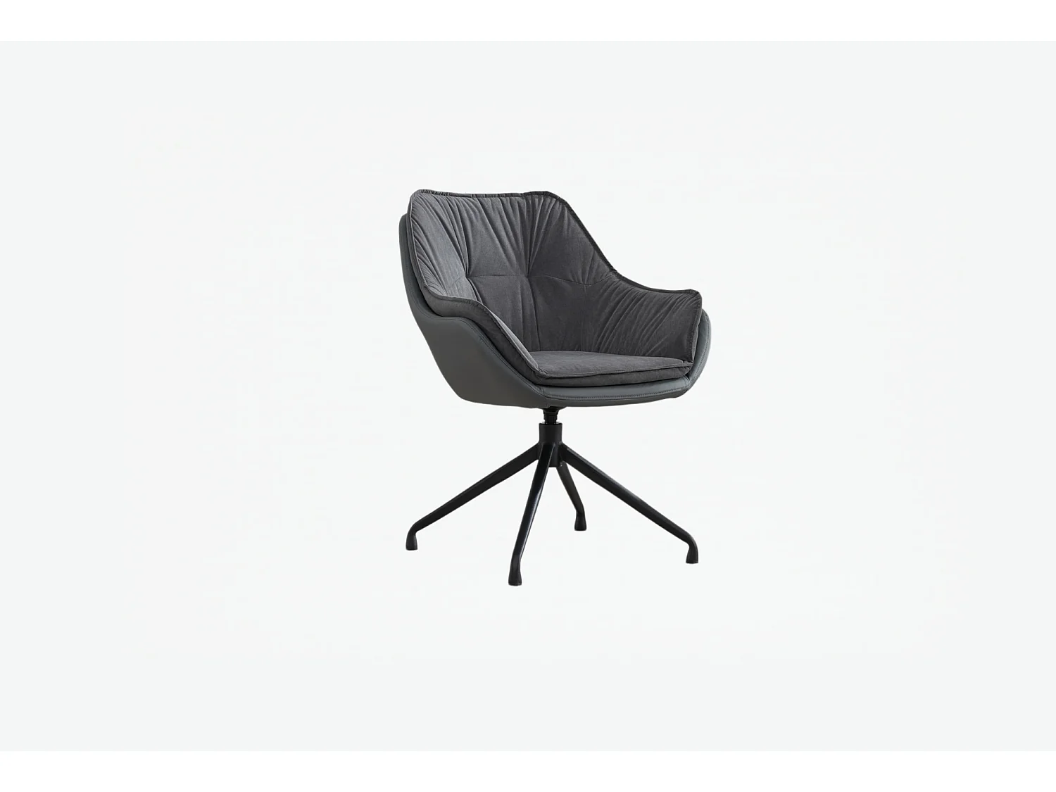 Chaise de bureau pivotant avec accoudoirs - Simili cuir et tissu - Gris