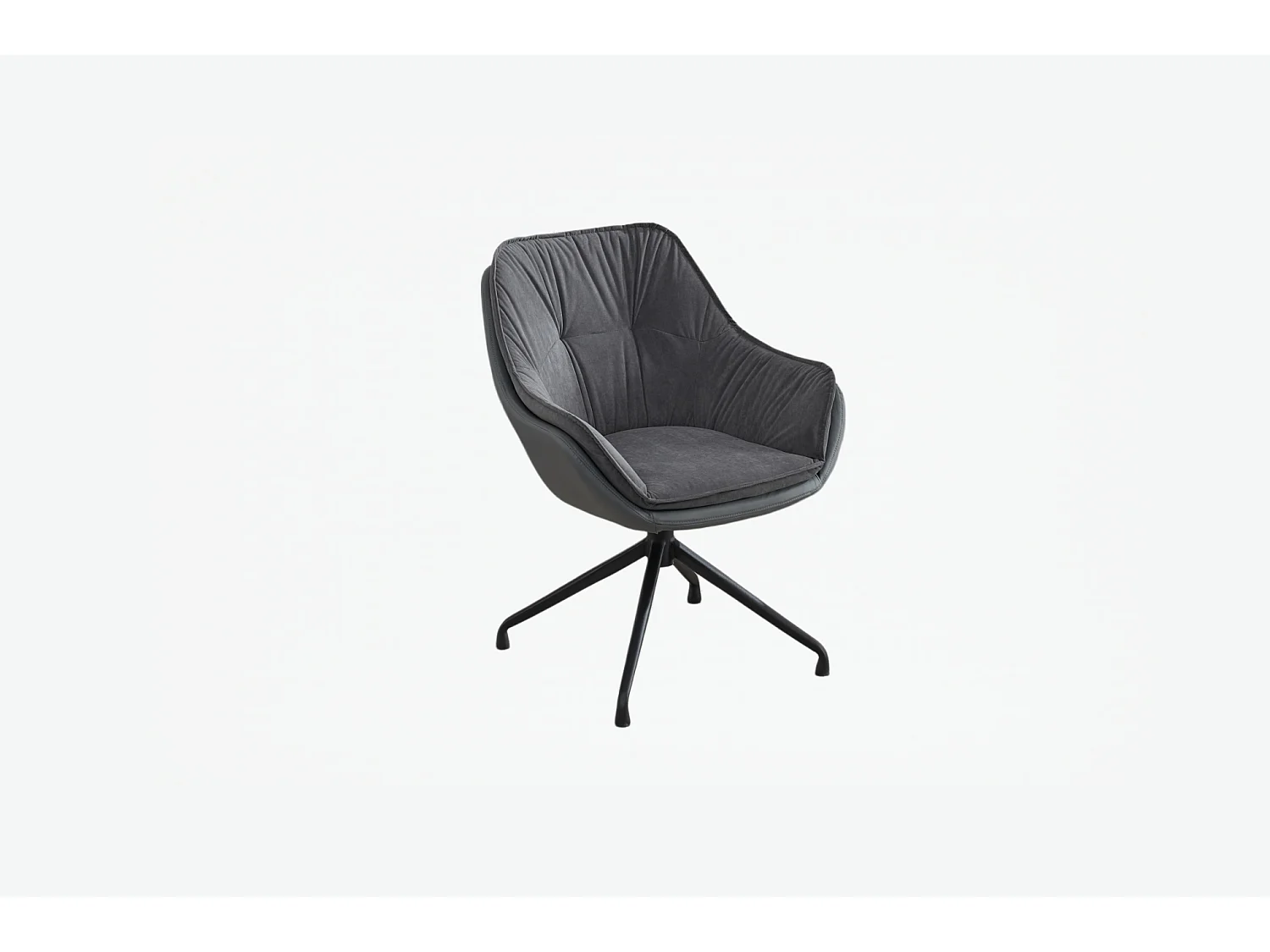 Chaise de bureau pivotant avec accoudoirs - Simili cuir et tissu - Gris