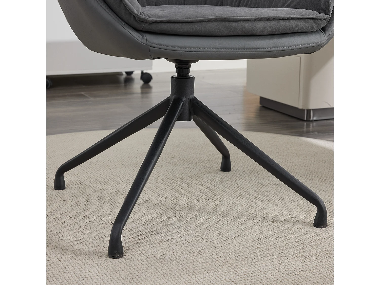Chaise de bureau pivotant avec accoudoirs - Simili cuir et tissu - Gris