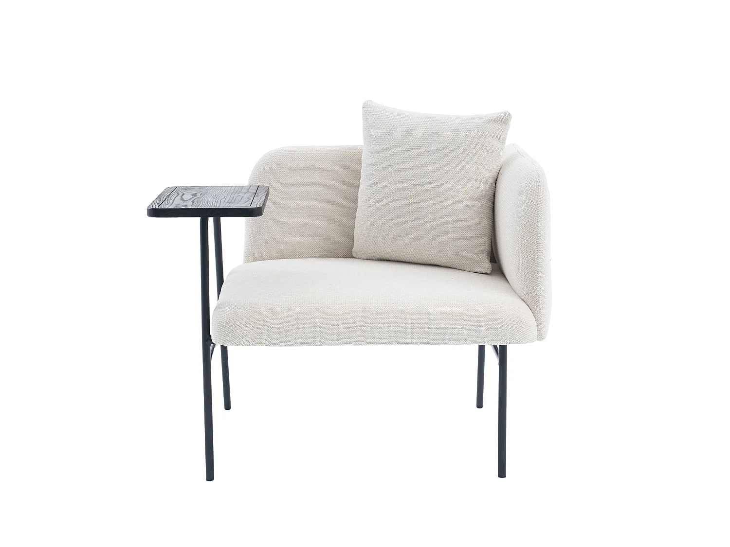 Fauteuil en chenille avec table d'appoint et 2 poches de rangement - Beige