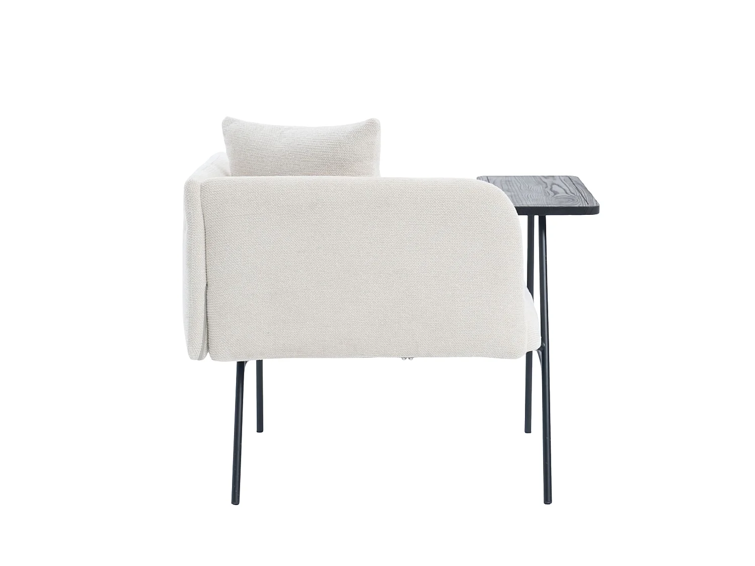 Fauteuil en chenille avec table d'appoint et 2 poches de rangement - Beige