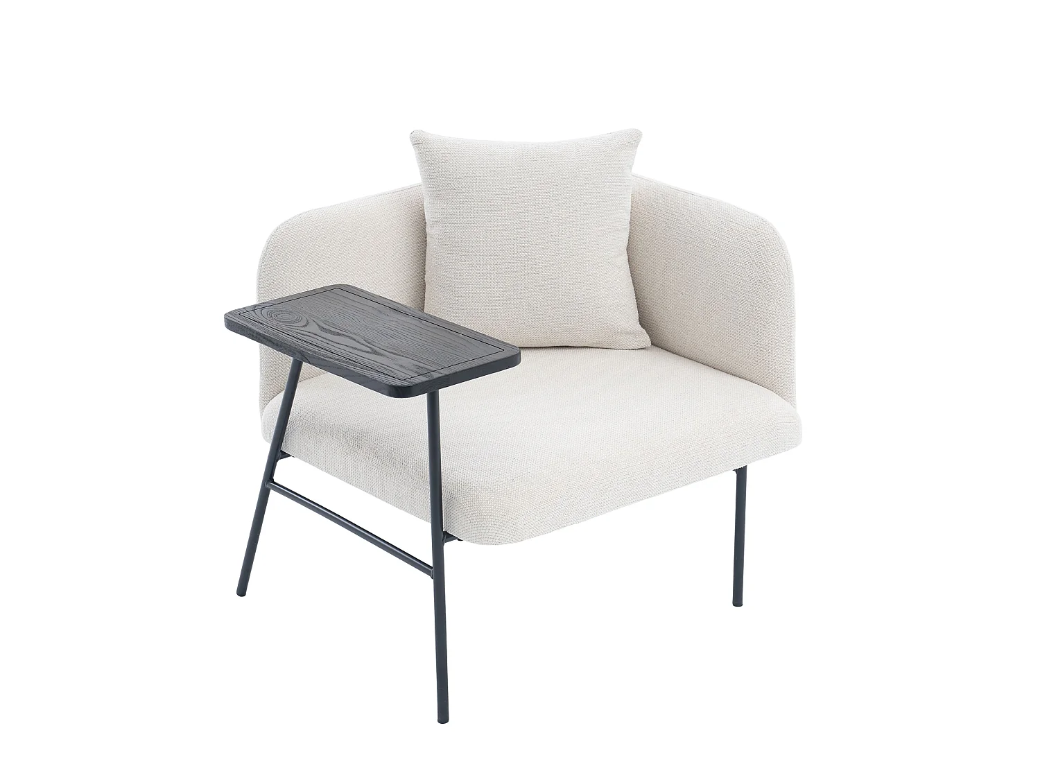 Fauteuil en chenille avec table d'appoint et 2 poches de rangement - Beige